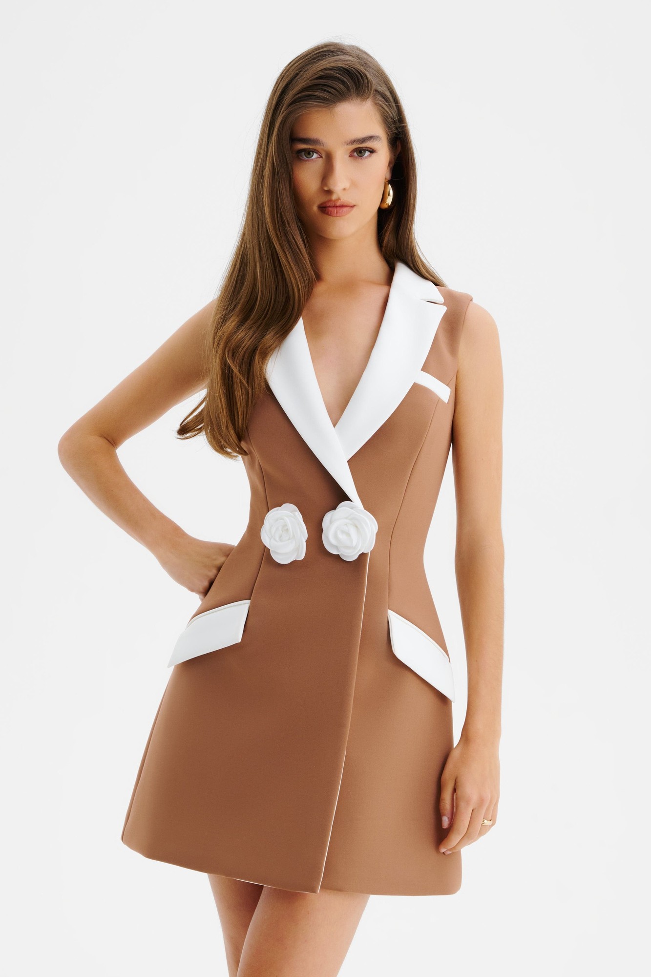 Lavish Alice AMARA Contrast Tailored Mini Dress in Chocolate XXL UK18 - image 2
