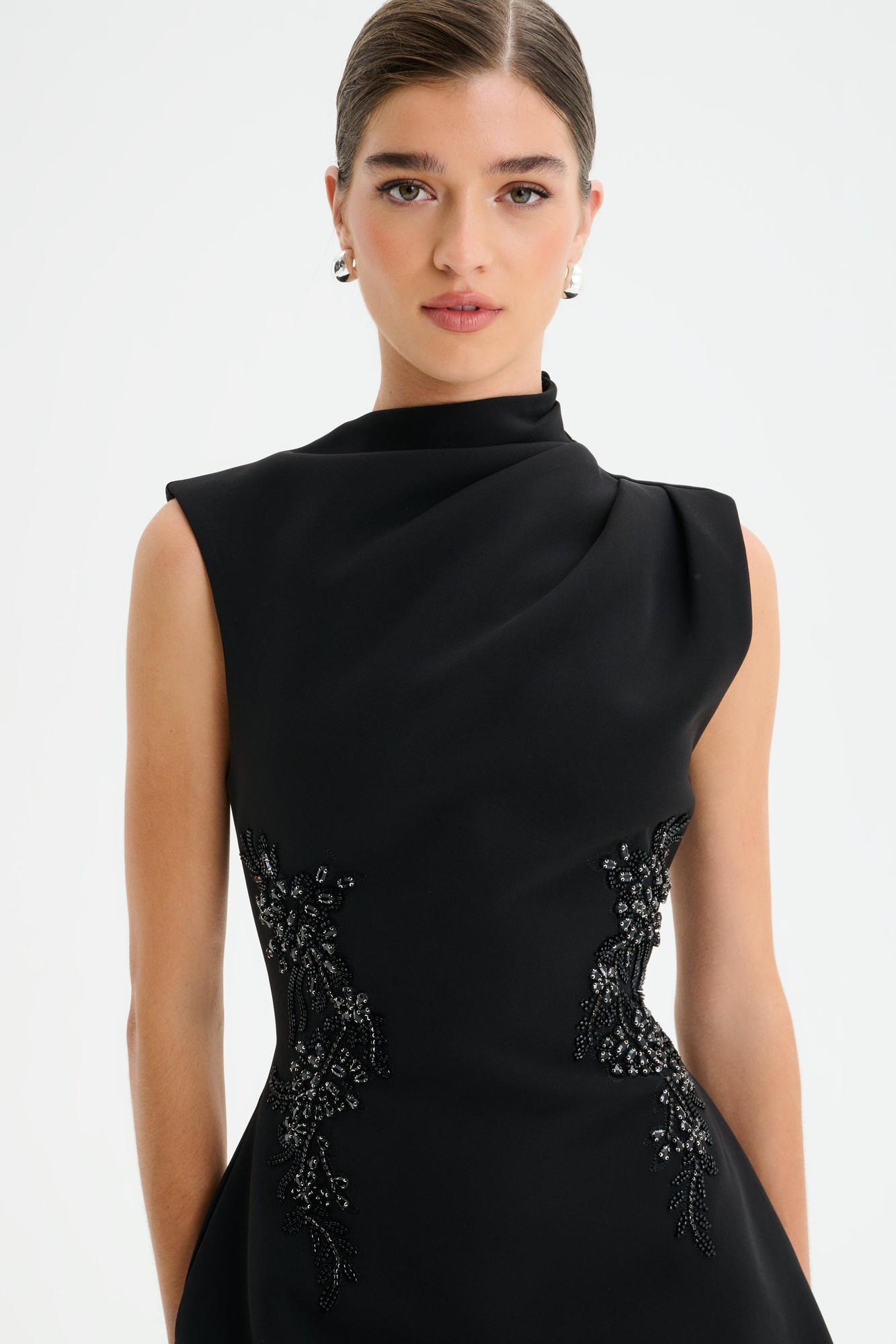Lavish Alice AMBAR Asymmetric High Neck Embellished Tulip Mini Dress in Black XXL UK18 - image 5