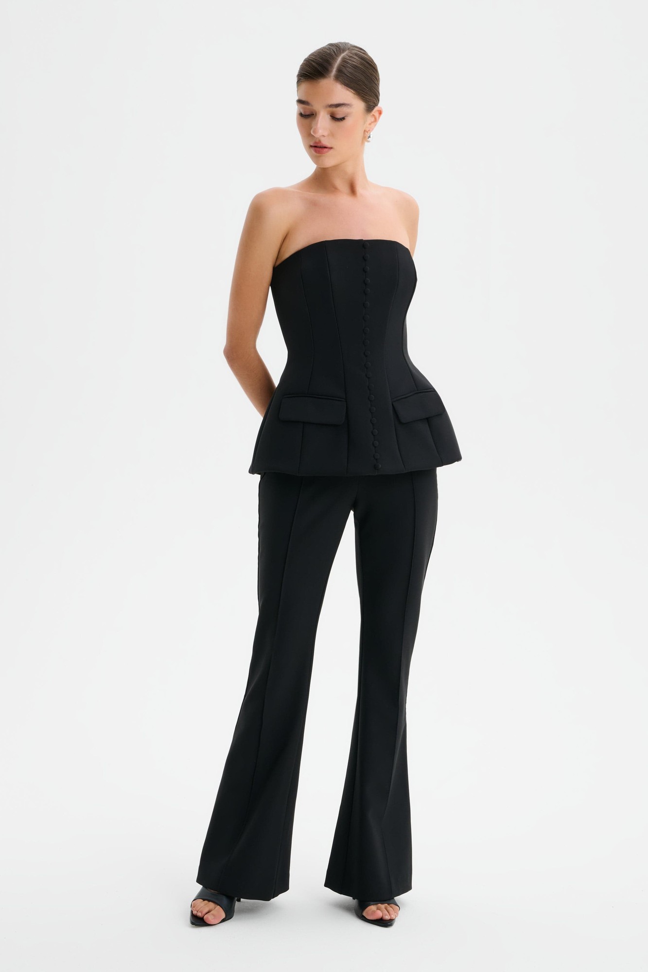 Lavish Alice AMY Structured Strapless Jumpsuit in Black XL UK16 - image 2