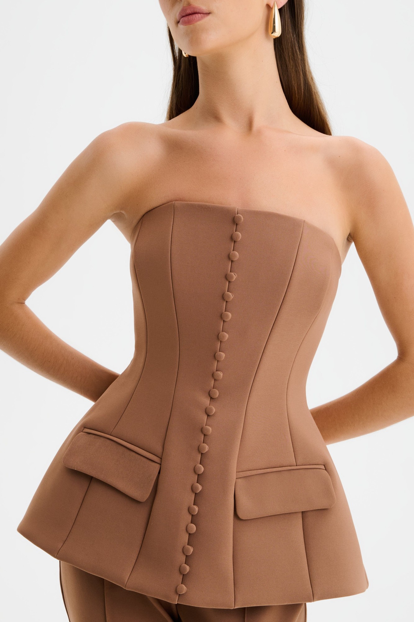 Lavish Alice AMY Structured Strapless Jumpsuit in Brown XXL UK18 - image 2