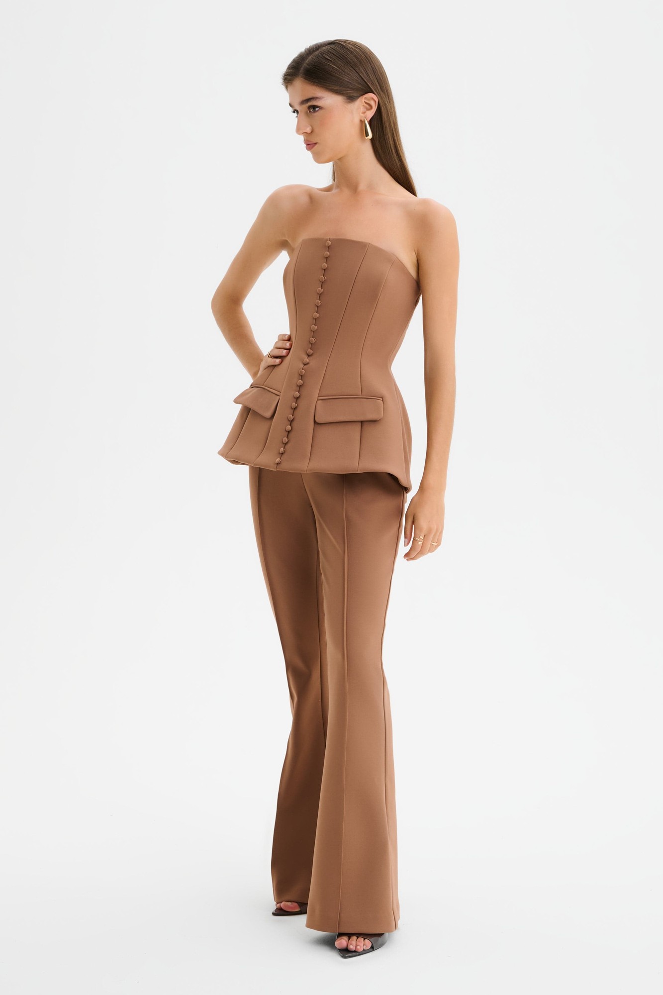 Lavish Alice AMY Structured Strapless Jumpsuit in Brown XXL UK18 - image 3