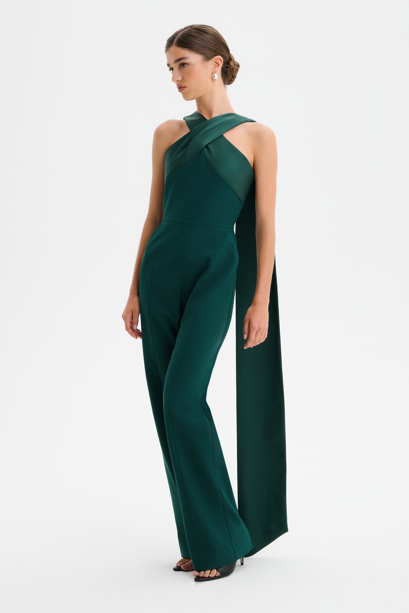 Lavish Alice CHANTELLE Cross Neck Straight Leg Jumpsuit with Satin Drape in Emerald XXL UK18 - image 4