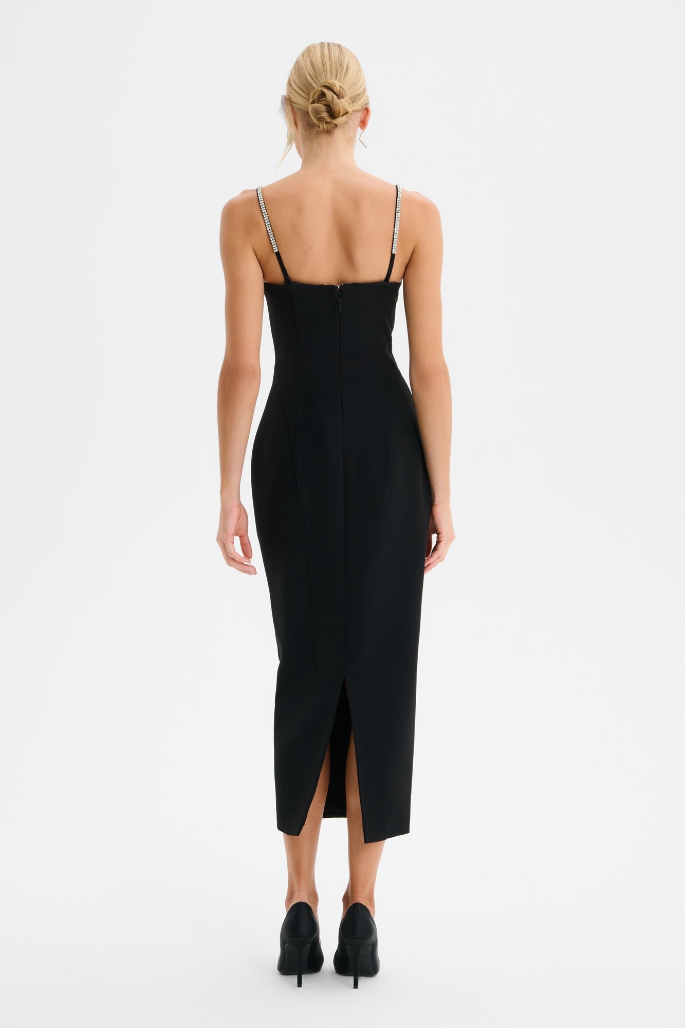 Lavish Alice DAISY Hand Embellished Contour Tailored Midi Dress in Black S UK8 - image 5