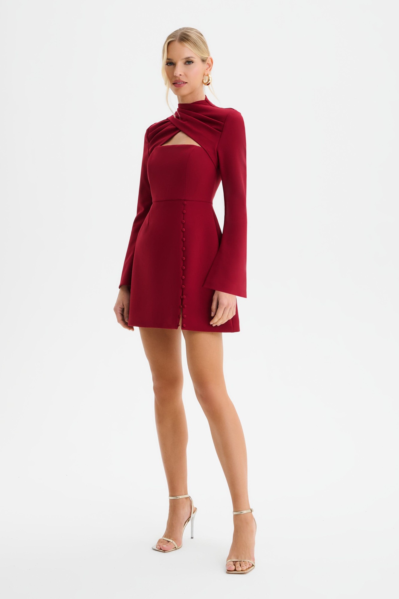 Lavish Alice FIONA High Wrap Neck Tulip Mini Dress in Burgundy XXL UK18 - image 2