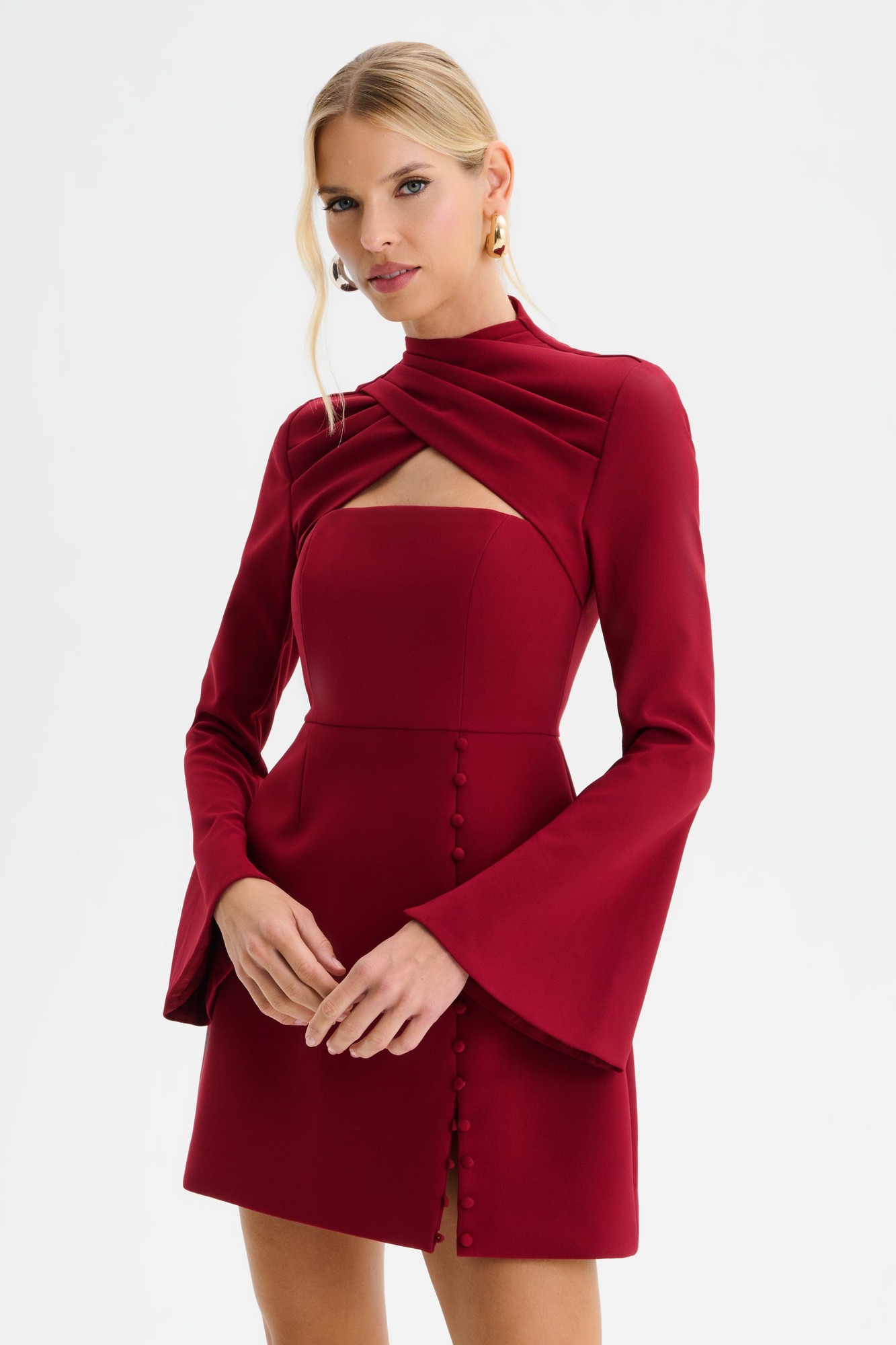 Lavish Alice FIONA High Wrap Neck Tulip Mini Dress in Burgundy XXL UK18 - image 4