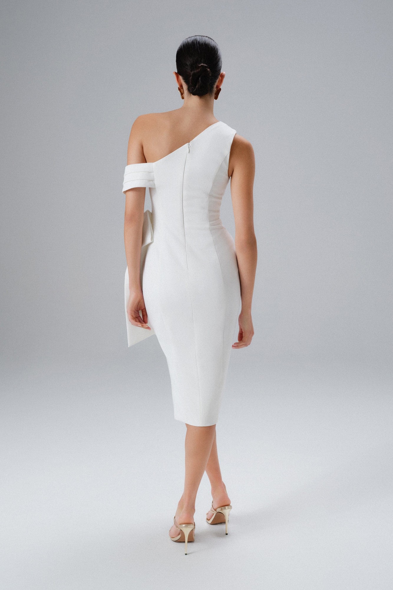 Lavish Alice HONEY One Shoulder Pleated Bow Midi Dress in White XXL UK18 - image 3