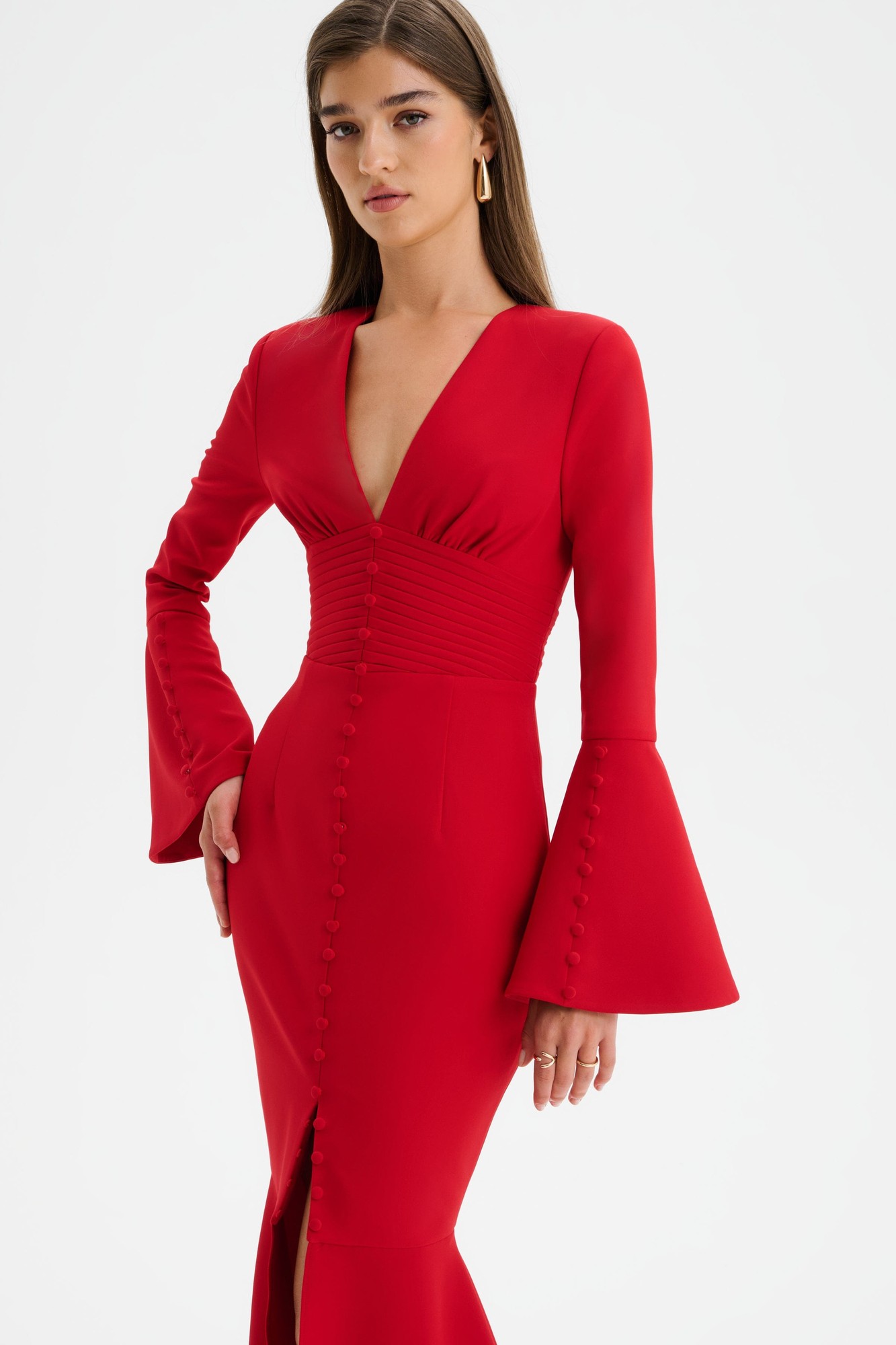 Lavish Alice JOSIE Fluted Sleeve Fishtail Maxi Dress in Red XXL UK18 - image 2