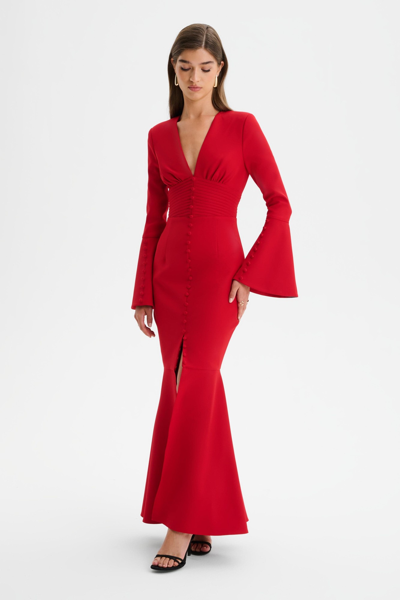 Lavish Alice JOSIE Fluted Sleeve Fishtail Maxi Dress in Red XXL UK18 - image 3