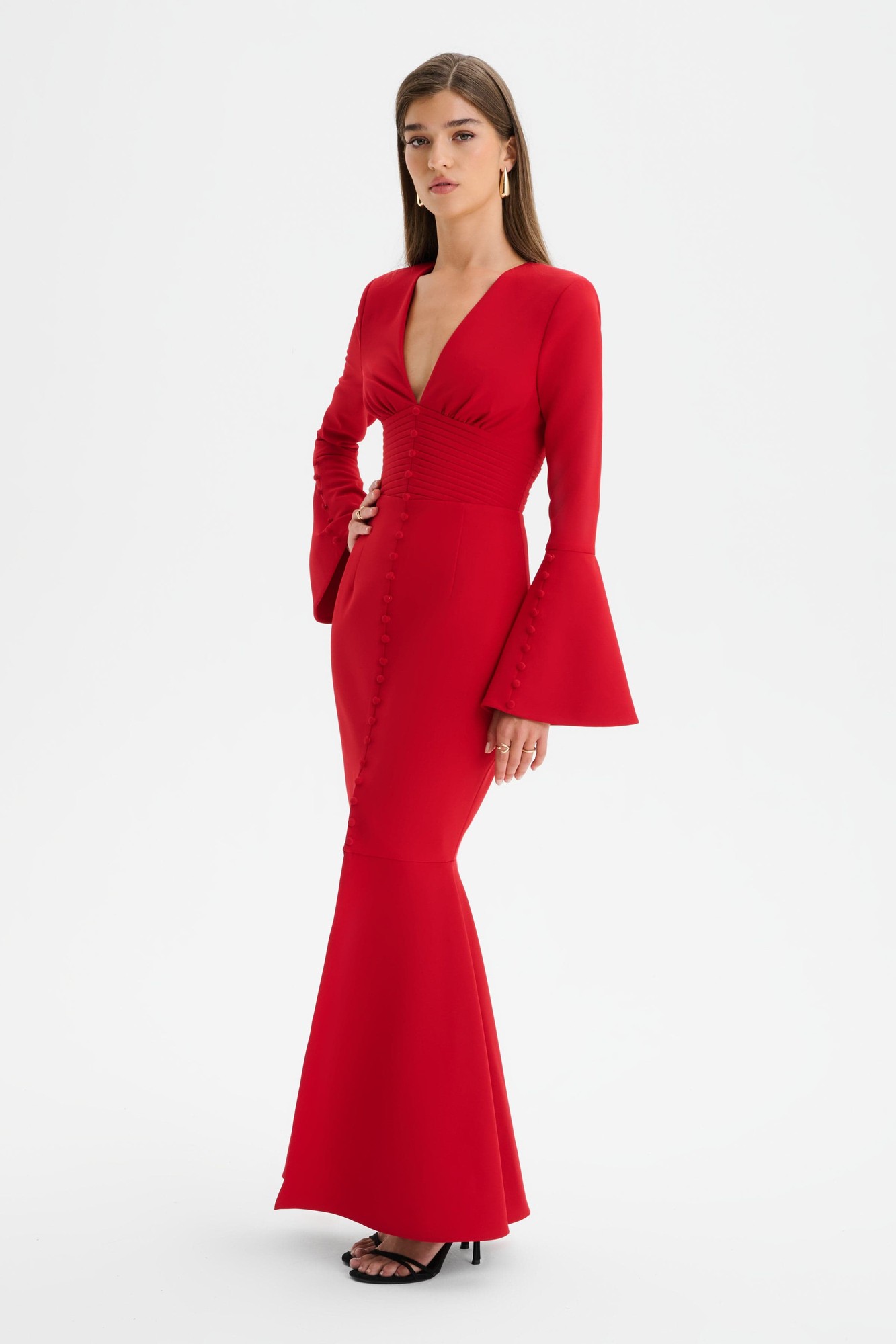 Lavish Alice JOSIE Fluted Sleeve Fishtail Maxi Dress in Red XXL UK18 - image 4