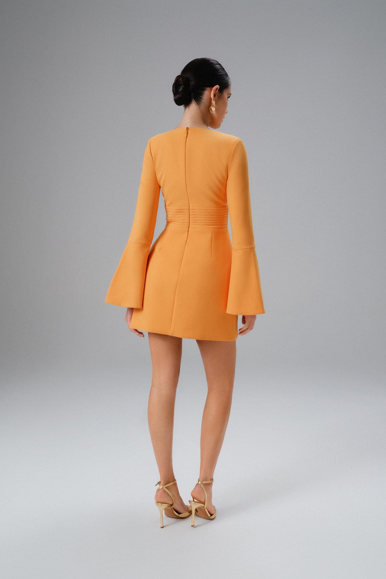 Lavish Alice LARA Fluted Sleeve Micro Button Mini Dress in Orange XXL UK18 - image 4
