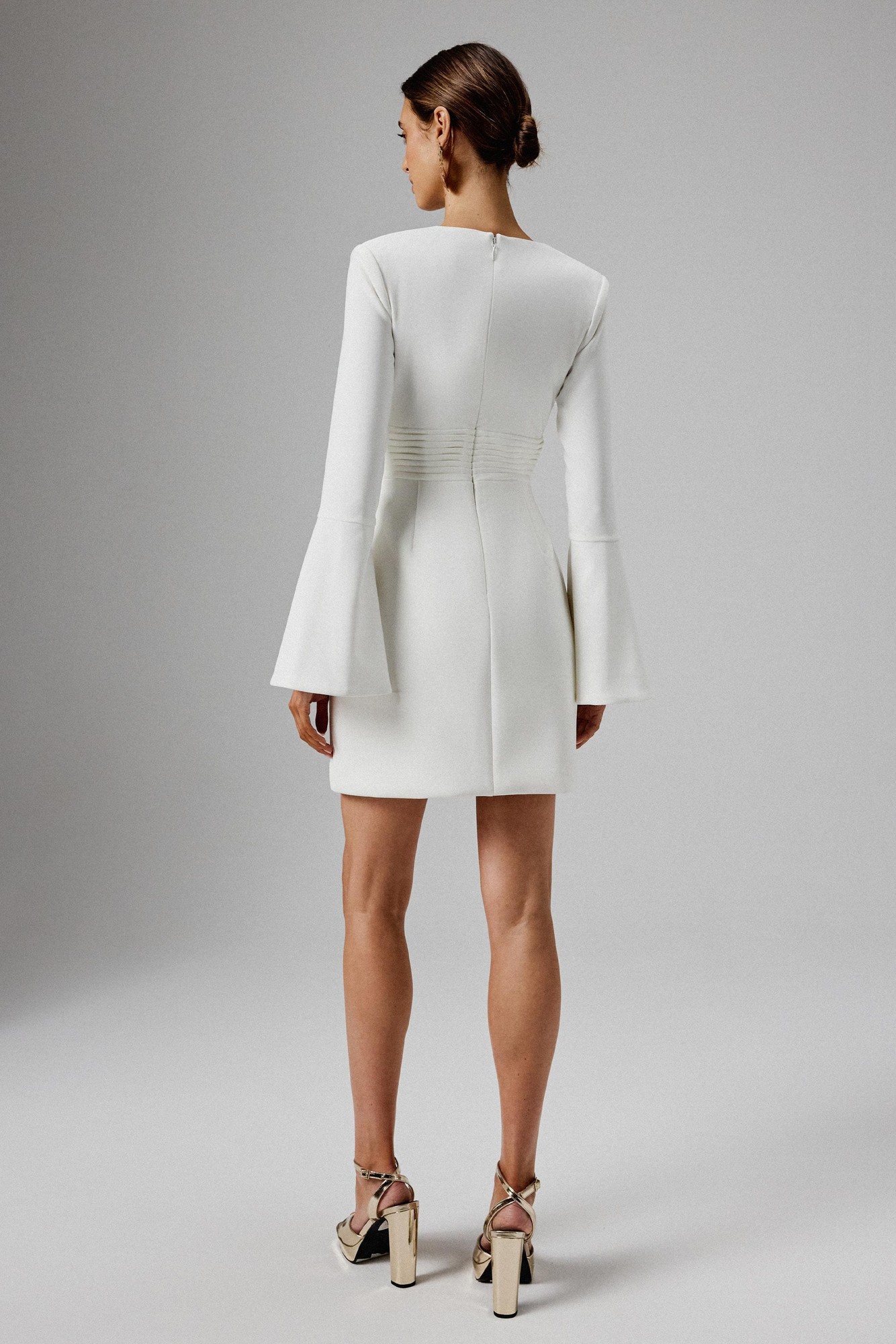 Lavish Alice LARA Fluted Sleeve Micro Shell Button Mini Dress in White XXL UK18 - image 5
