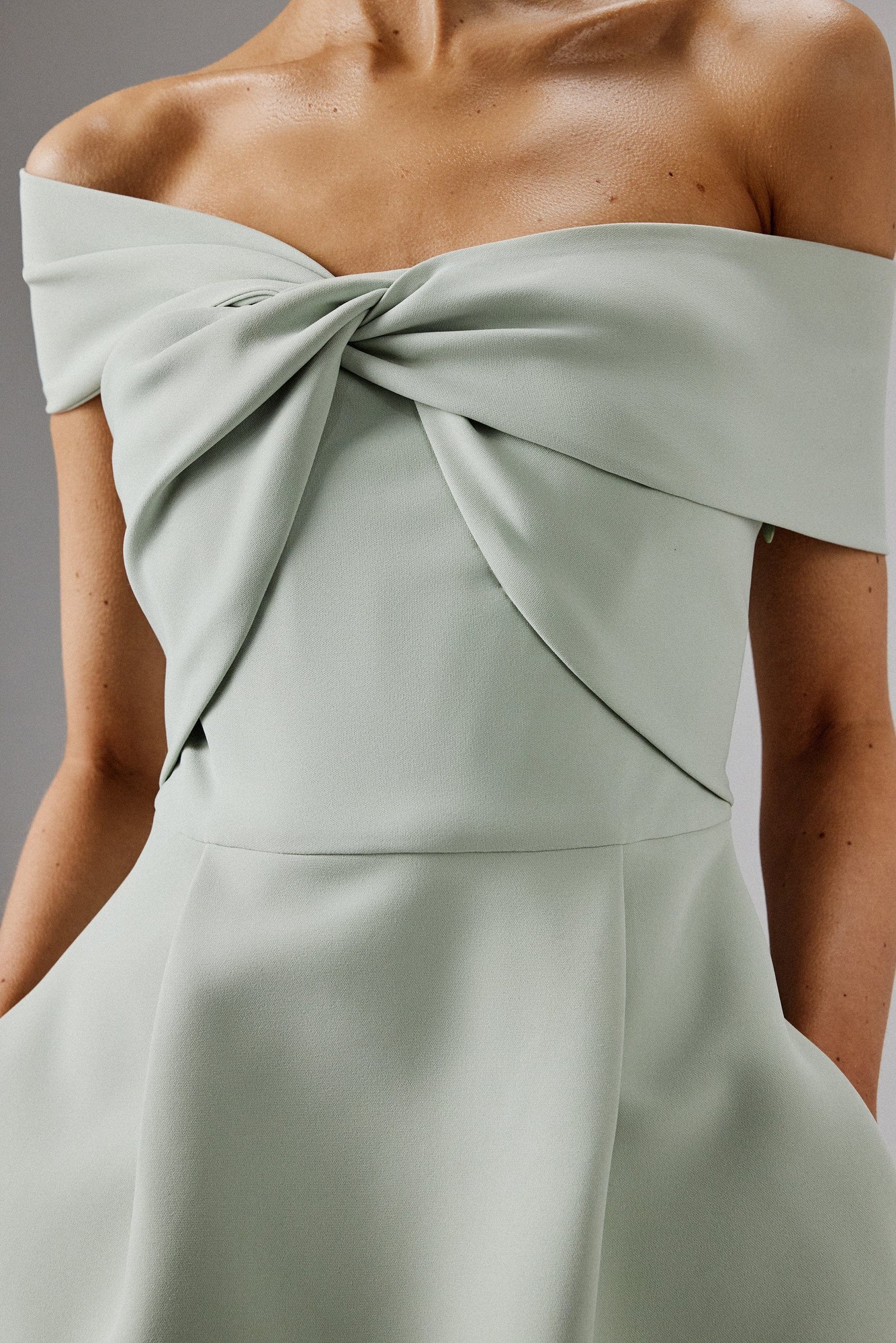 Lavish Alice MILA Twisted One Shoulder Mini Dress in Sage Green XS UK6 - image 3