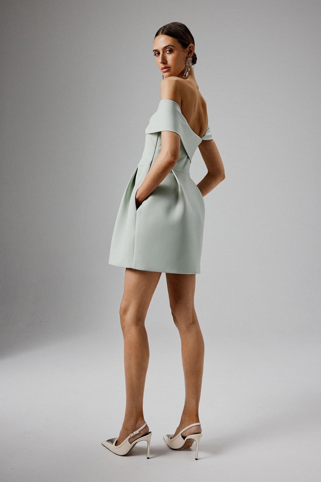 Lavish Alice MILA Twisted One Shoulder Mini Dress in Sage Green XS UK6 - image 4
