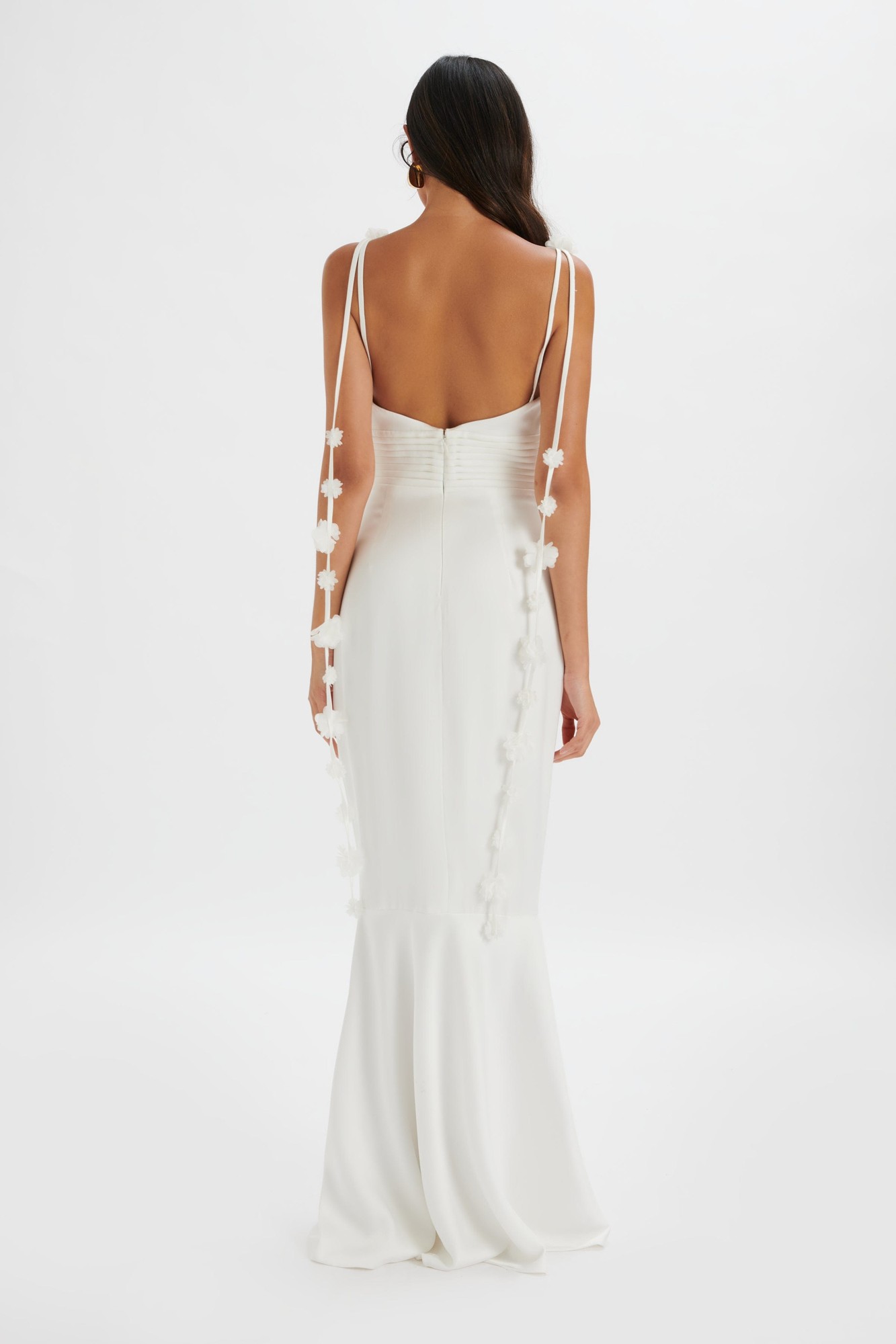 Lavish Alice NOVIE Floral Strap Satin Fit and Flare Maxi Dress in Ivory XS UK6 - image 4