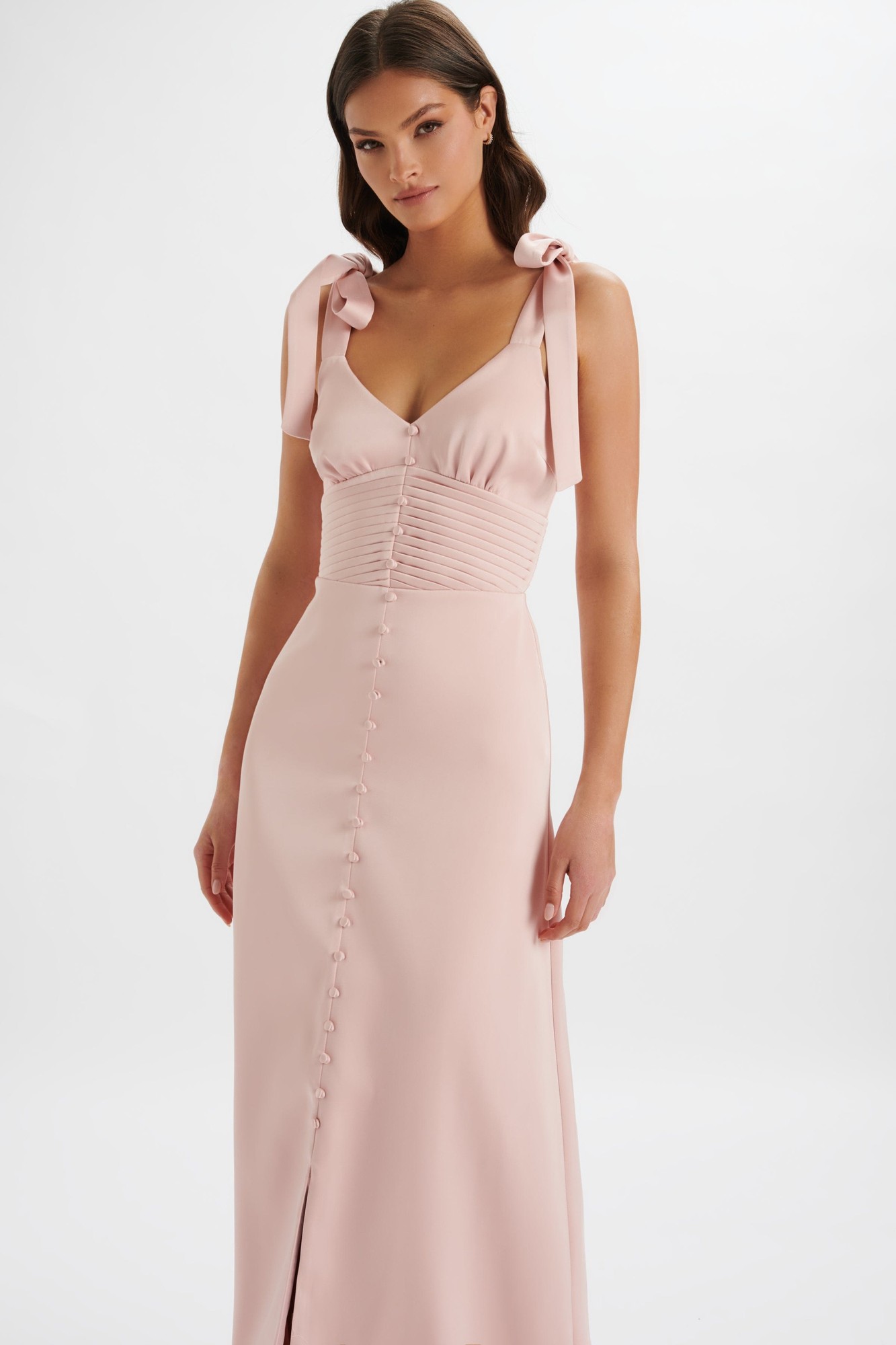 Lavish Alice REVE Satin Tie Shoulder Maxi Dress in Pink L UK14 - image 3