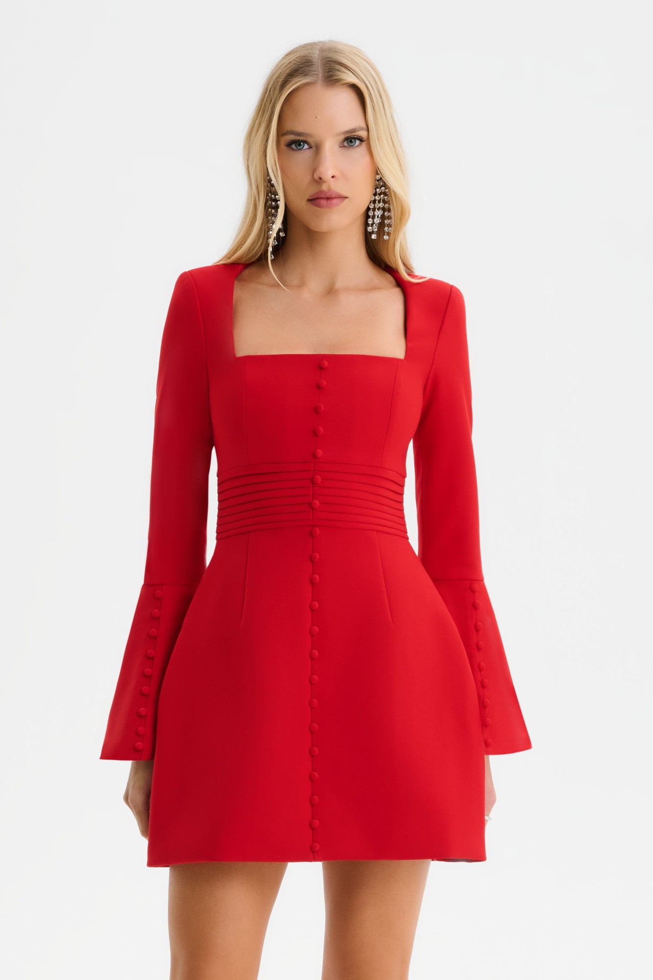 Lavish Alice ROMY Square Neck Fluted Sleeve Mini Dress in Red XXL UK18 - image 2