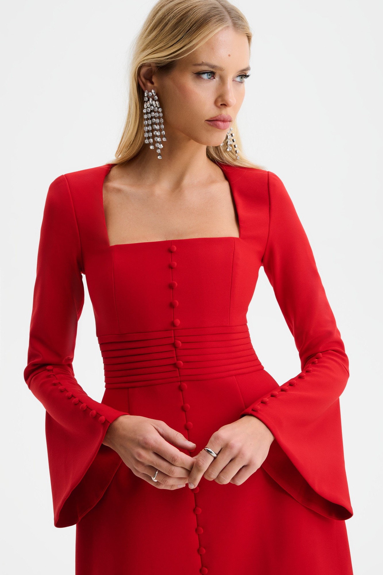 Lavish Alice ROMY Square Neck Fluted Sleeve Mini Dress in Red XXL UK18 - image 3