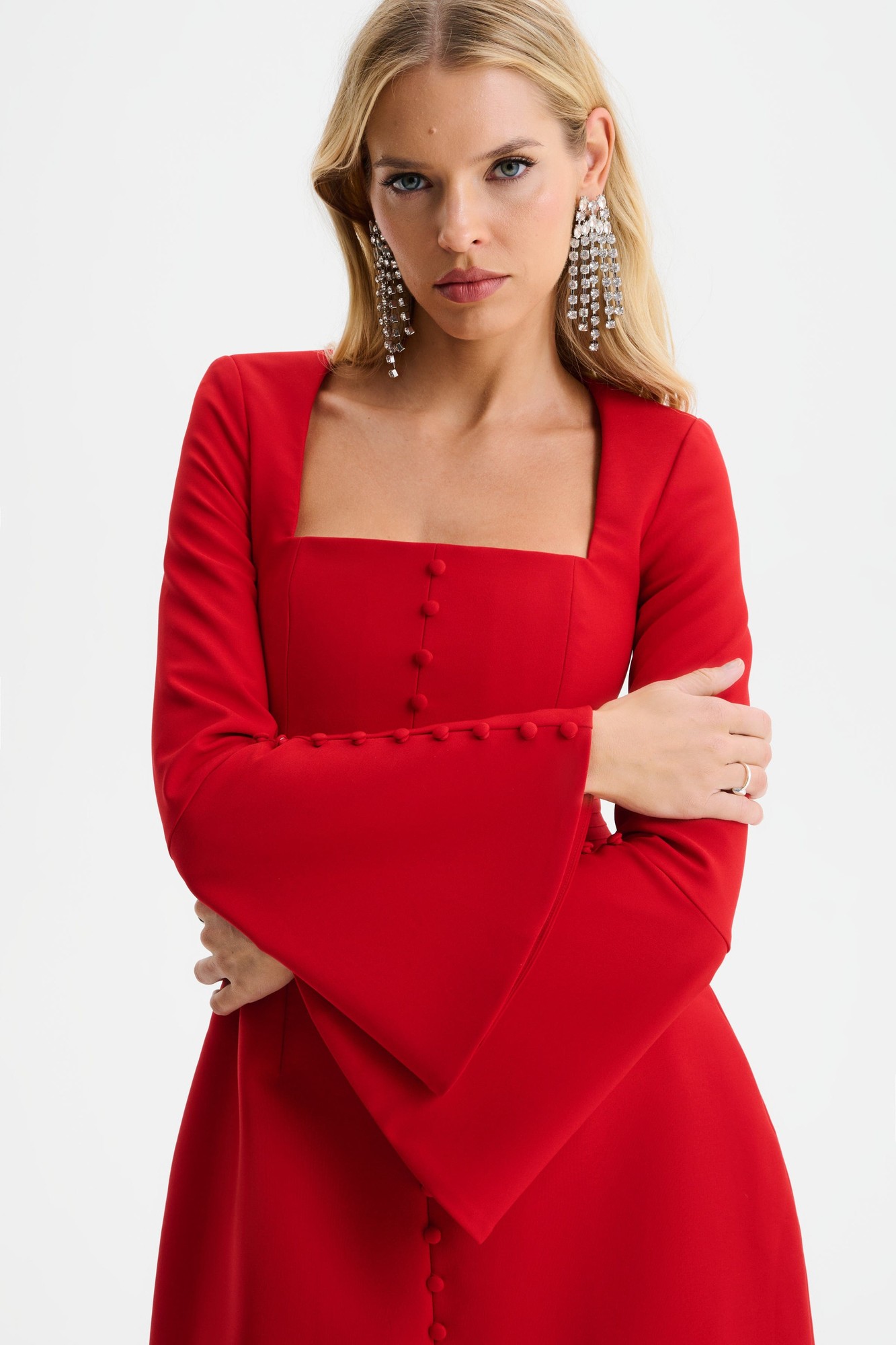 Lavish Alice ROMY Square Neck Fluted Sleeve Mini Dress in Red XXL UK18 - image 4
