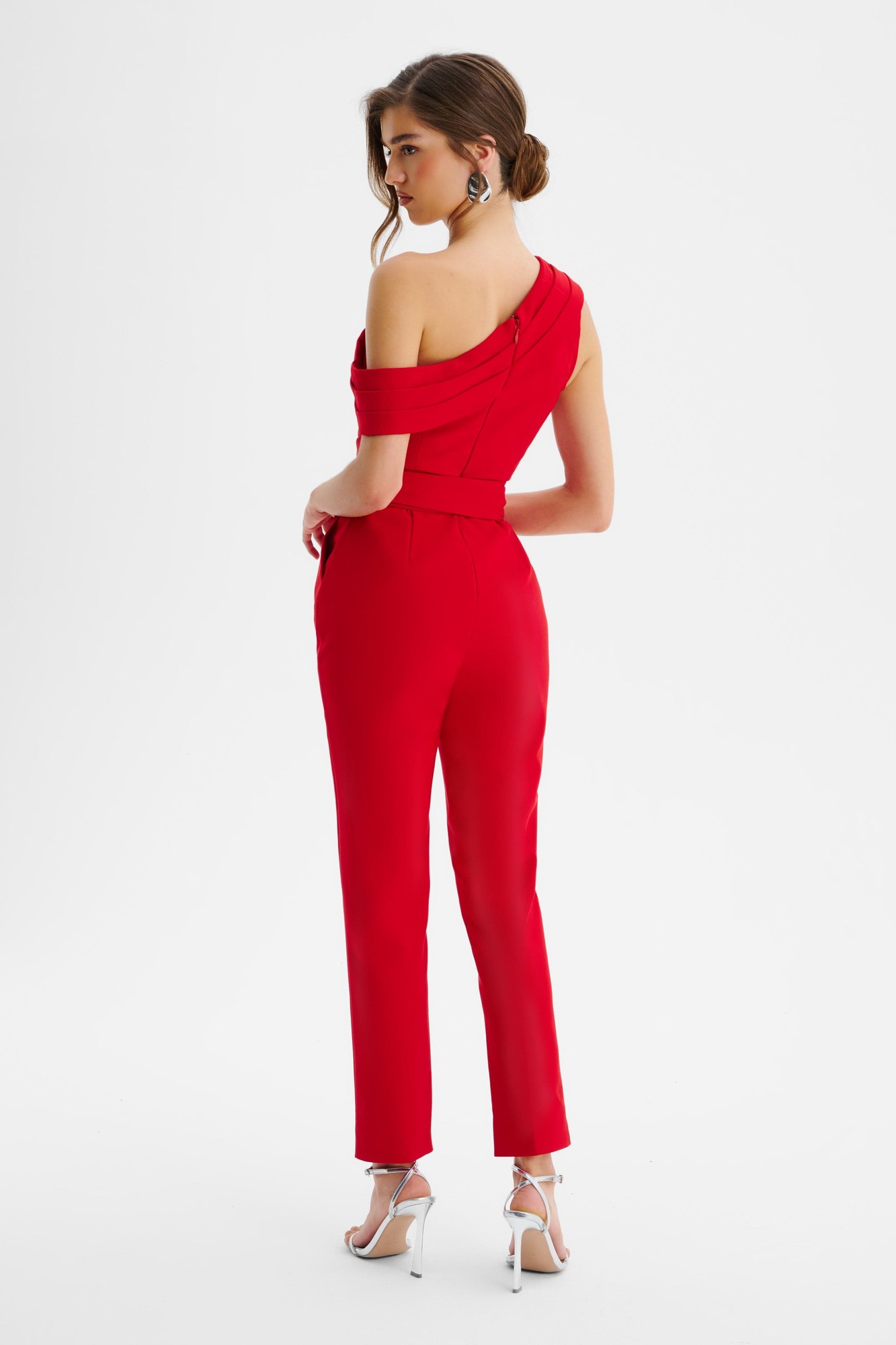 Lavish Alice SOFIE Off Shoulder Pleated Obi Belted Jumpsuit in Red XXL UK18 - image 5