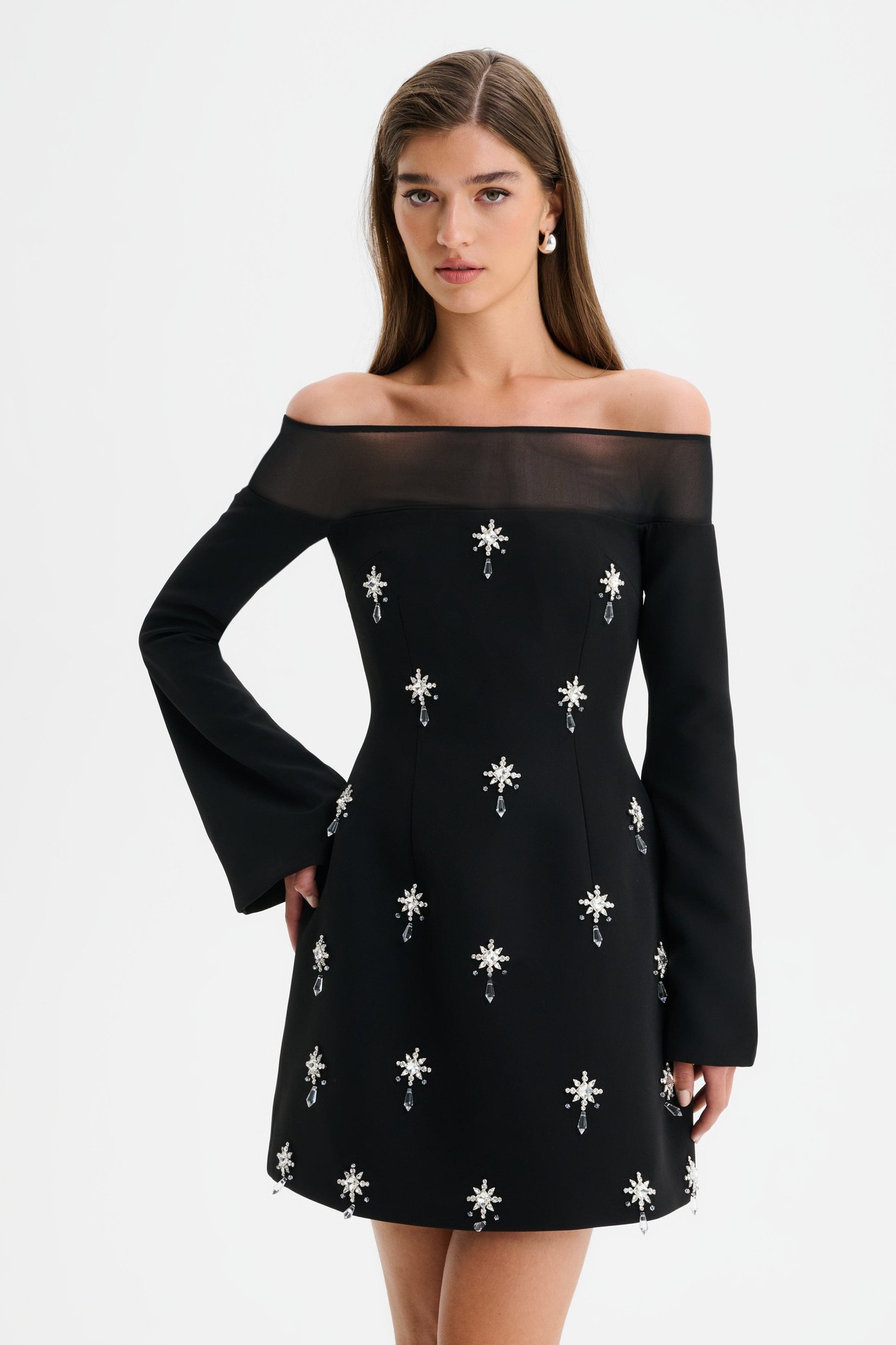 Lavish Alice YASMIN Off Shoulder Embellished Tulip Dress with Sheer Detail in Black XXL UK18 - image 2