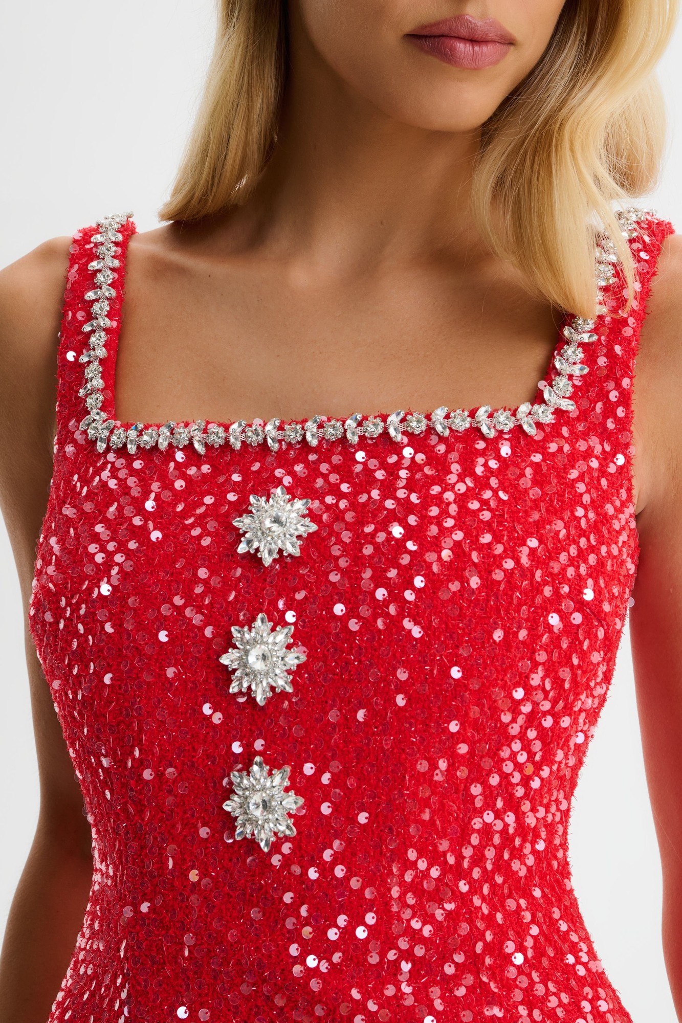 Lavish Alice ZOEY Embellished Boucle Tulip Mini Dress in Red XXL UK18 - image 5