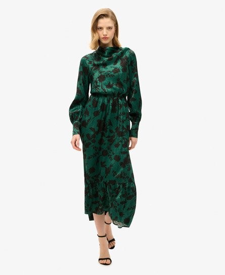 Superdry Superdry Women's Maxi Cowl Neck Jacquard Dress Green