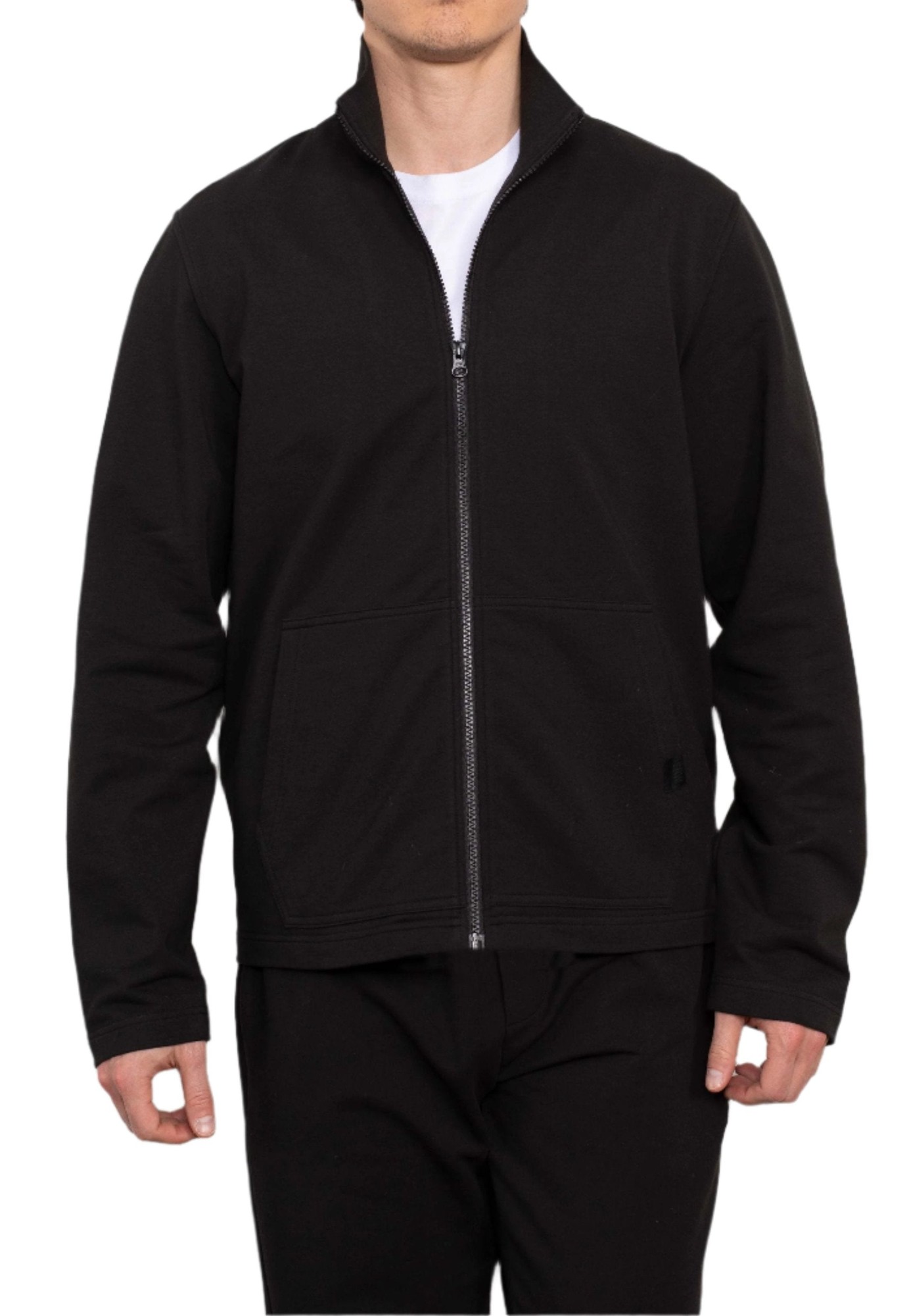 Men's Black Stretch Cotton Blend Zip-Up Sweatshirt [RTC] - Size: Small - Savile Row Company - image 2