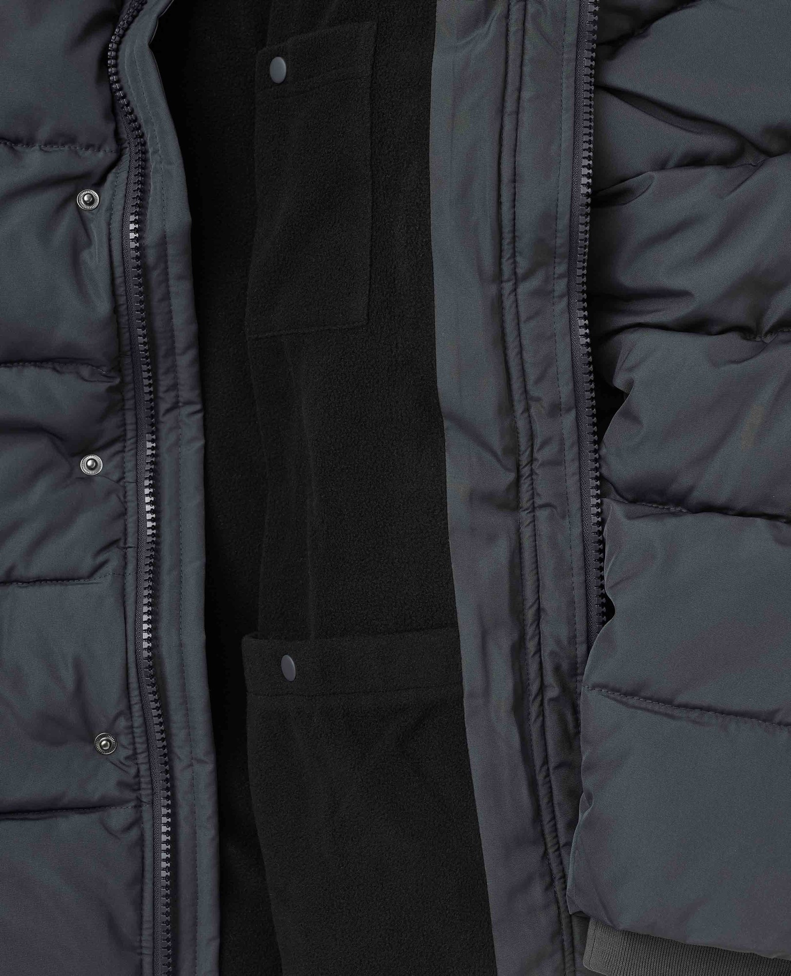 Men's Dark Grey Hooded Puffer Jacket with Rib Knit Storm Cuffs - Size: Medium - Savile Row Company - image 5