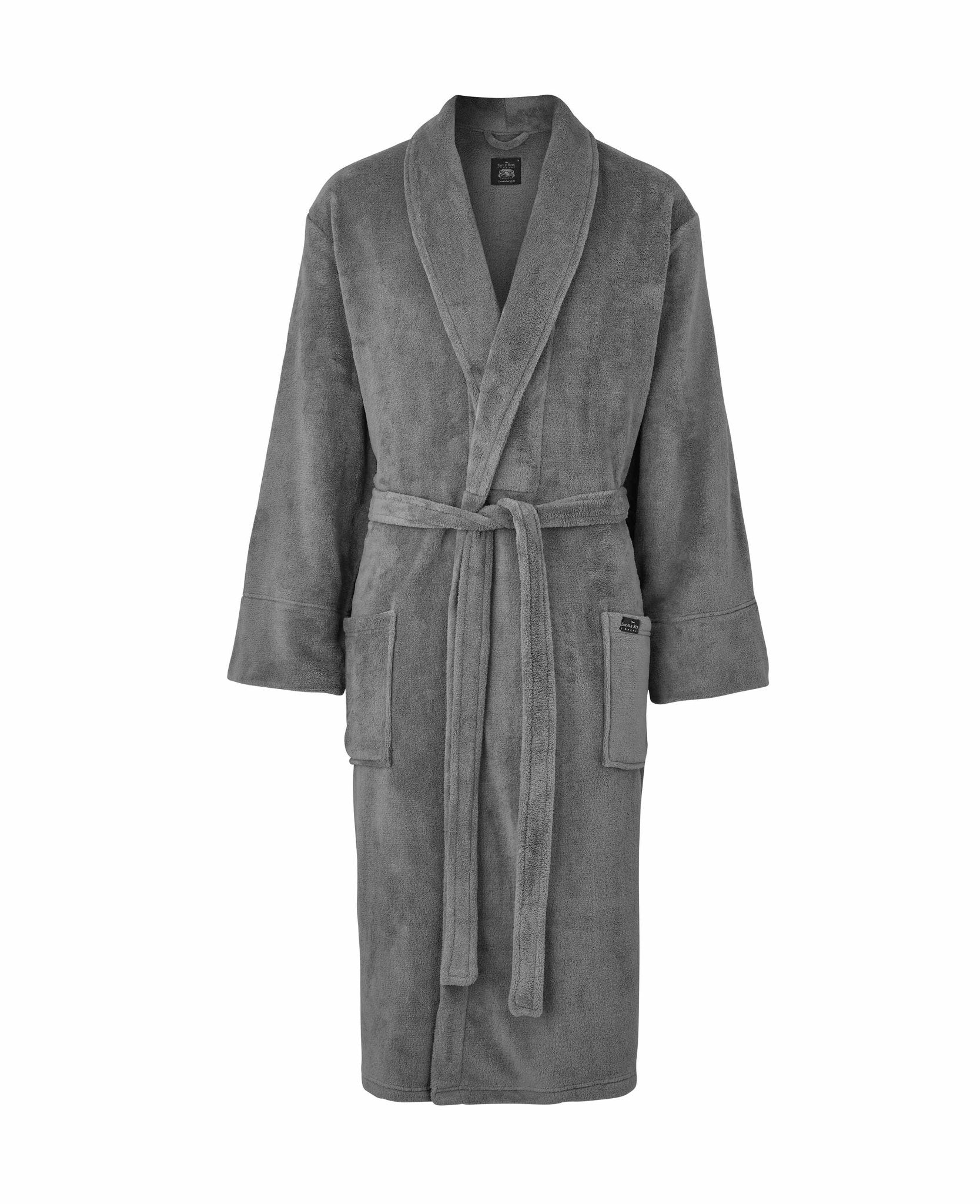Men's Grey Fleece Dressing Gown - Size: XL - Savile Row Company - image 2