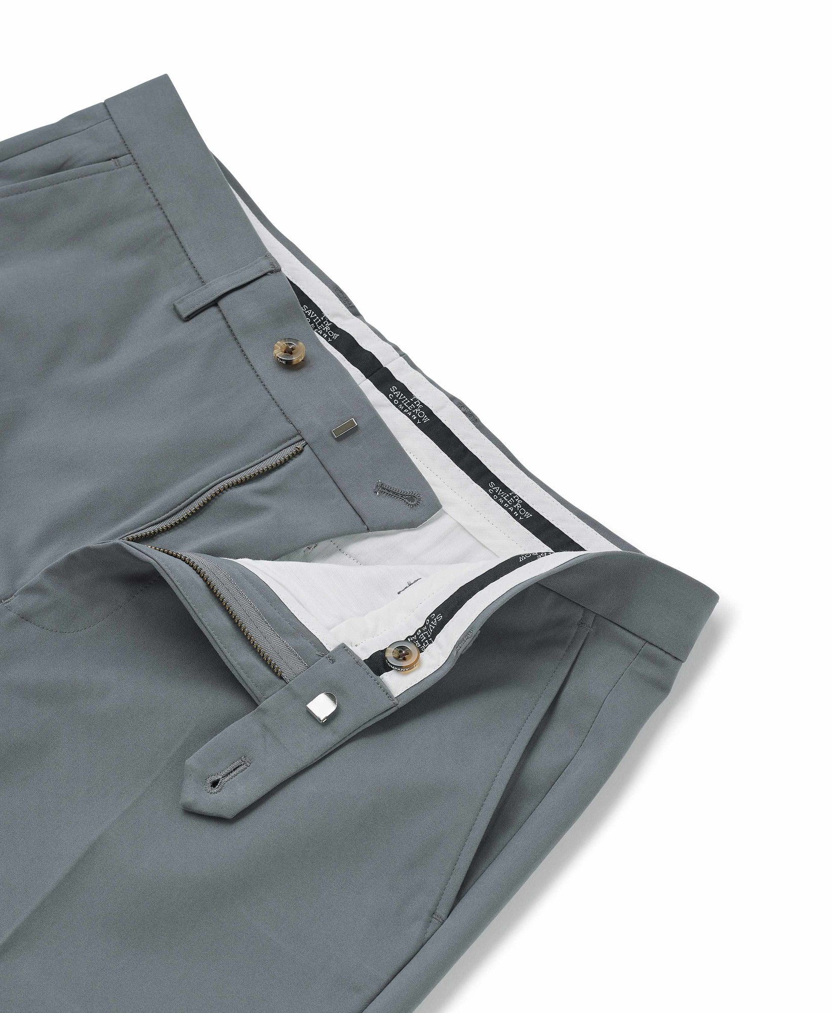 Men's Grey Stretch Cotton Classic Fit Flat Front Chinos - Size: 36" x 30" - Savile Row Company - image 2