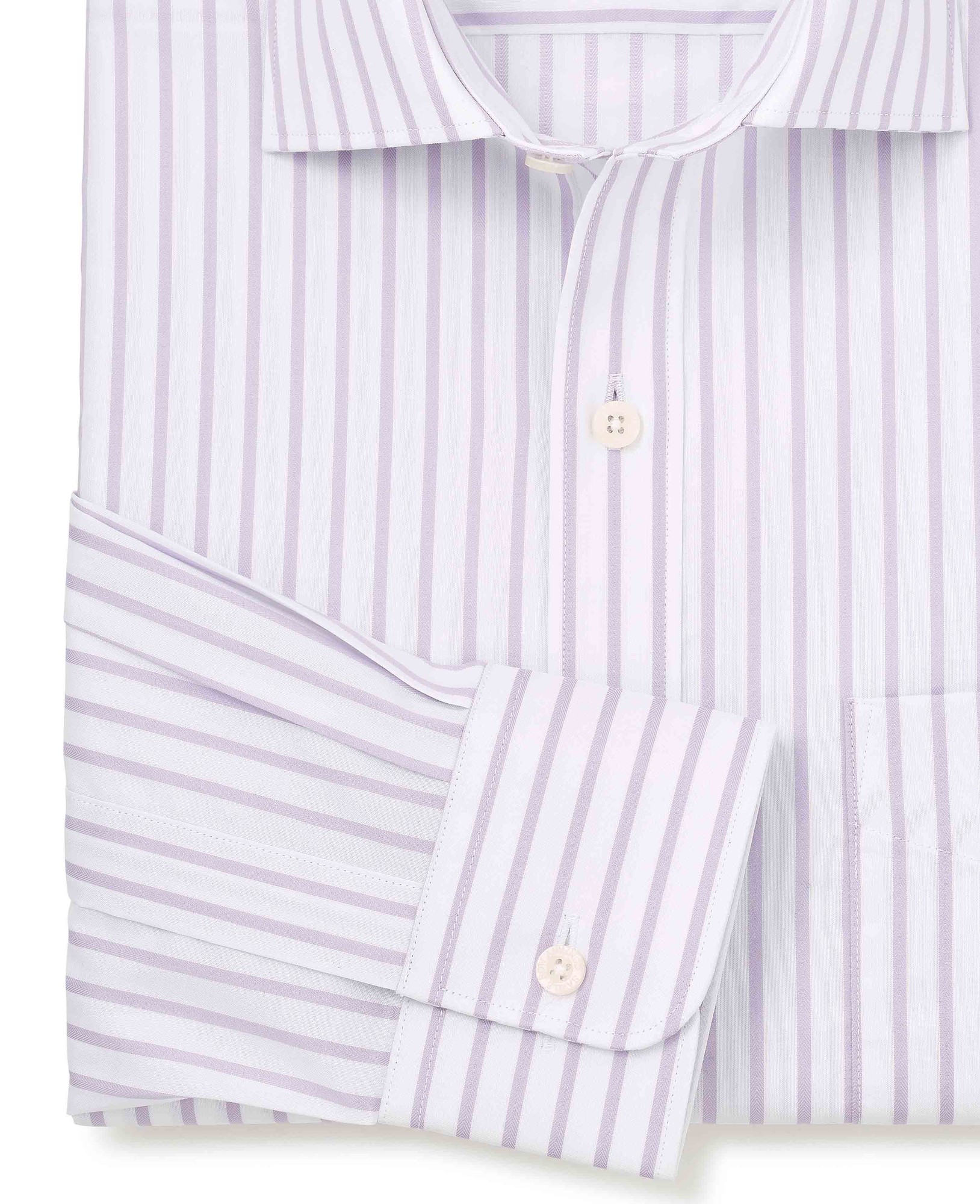 Men's Lilac Cotton Stripe Classic Fit Formal Shirt - Single Cuff - Size: 17.5" x Extra Long - 38" - Savile Row Company - image 5