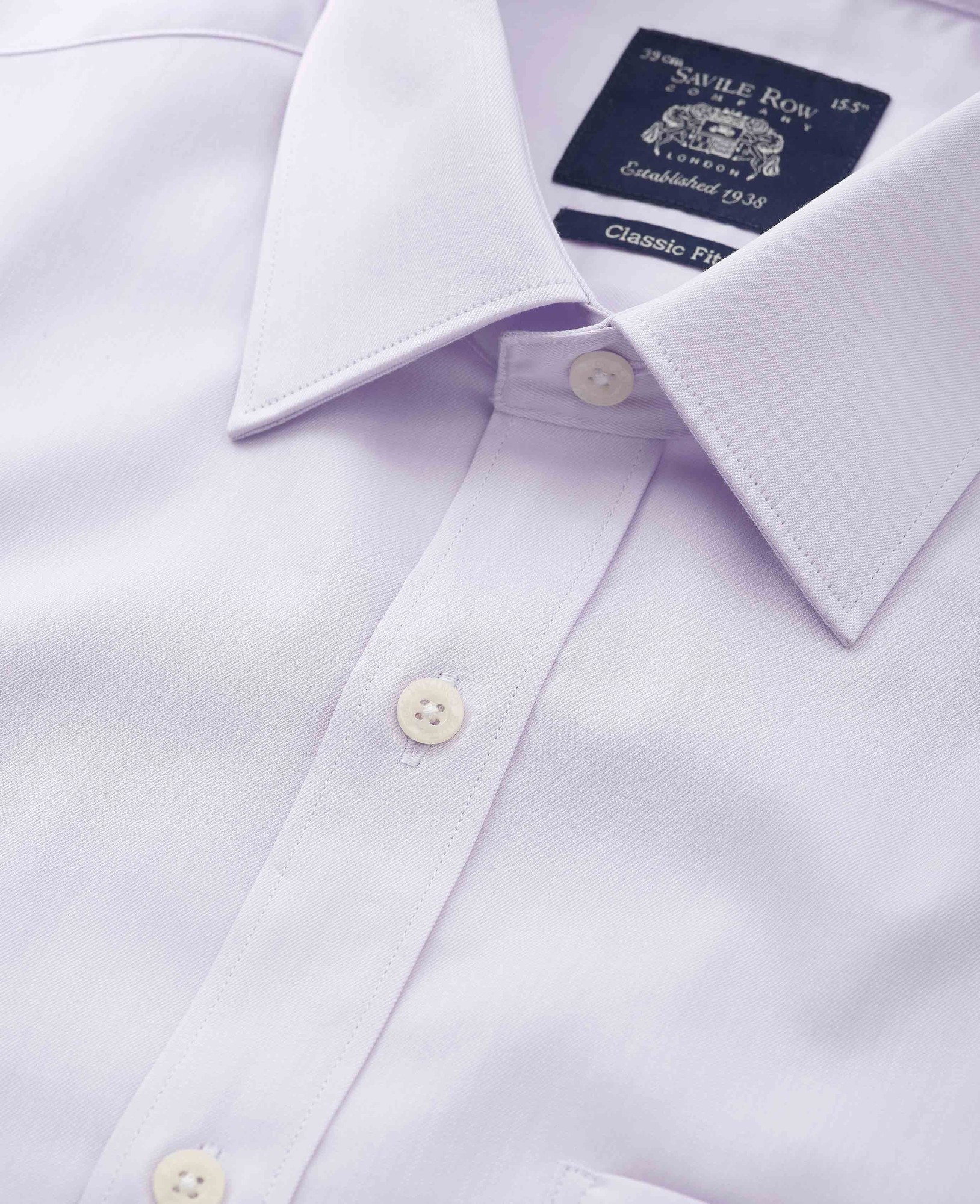 Men's Lilac Cotton Twill Classic Fit Formal Shirt - Double Cuff - Size: 16" x Extra Long - 36.5" - Savile Row Company - image 3