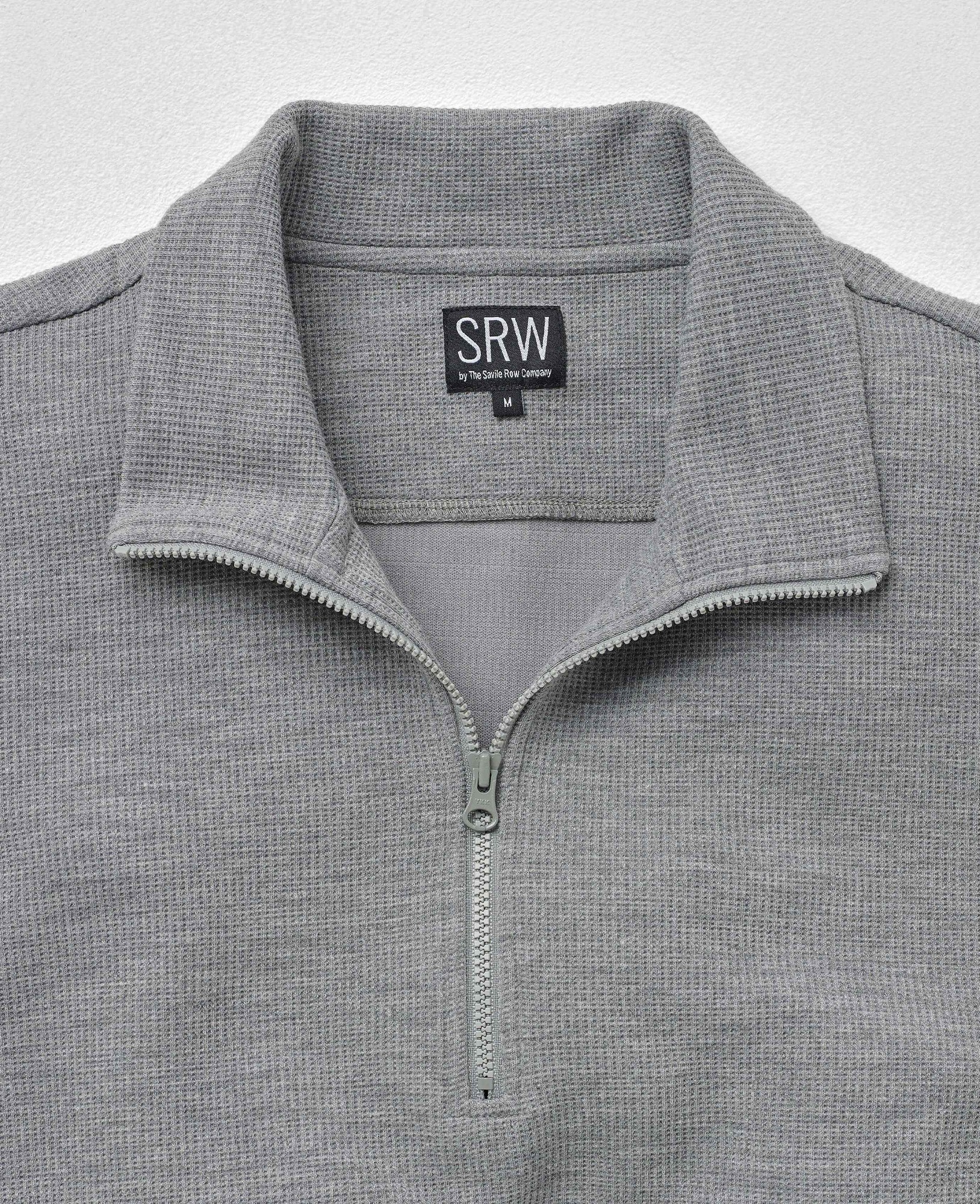Men's Marl Grey Sweat Wicking Half-Zip Waffle Sweatshirt [RTC] - Size: Medium - Savile Row Company - image 3