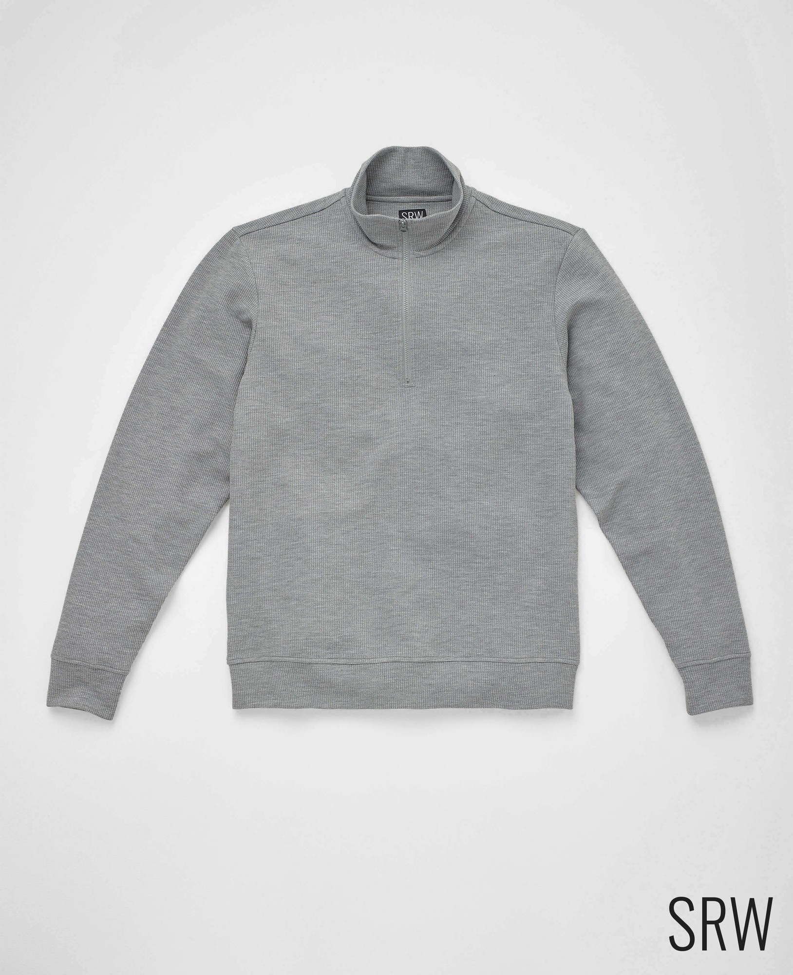 Men's Marl Grey Sweat Wicking Half-Zip Waffle Sweatshirt [RTC] - Size: Small - Savile Row Company - image 2