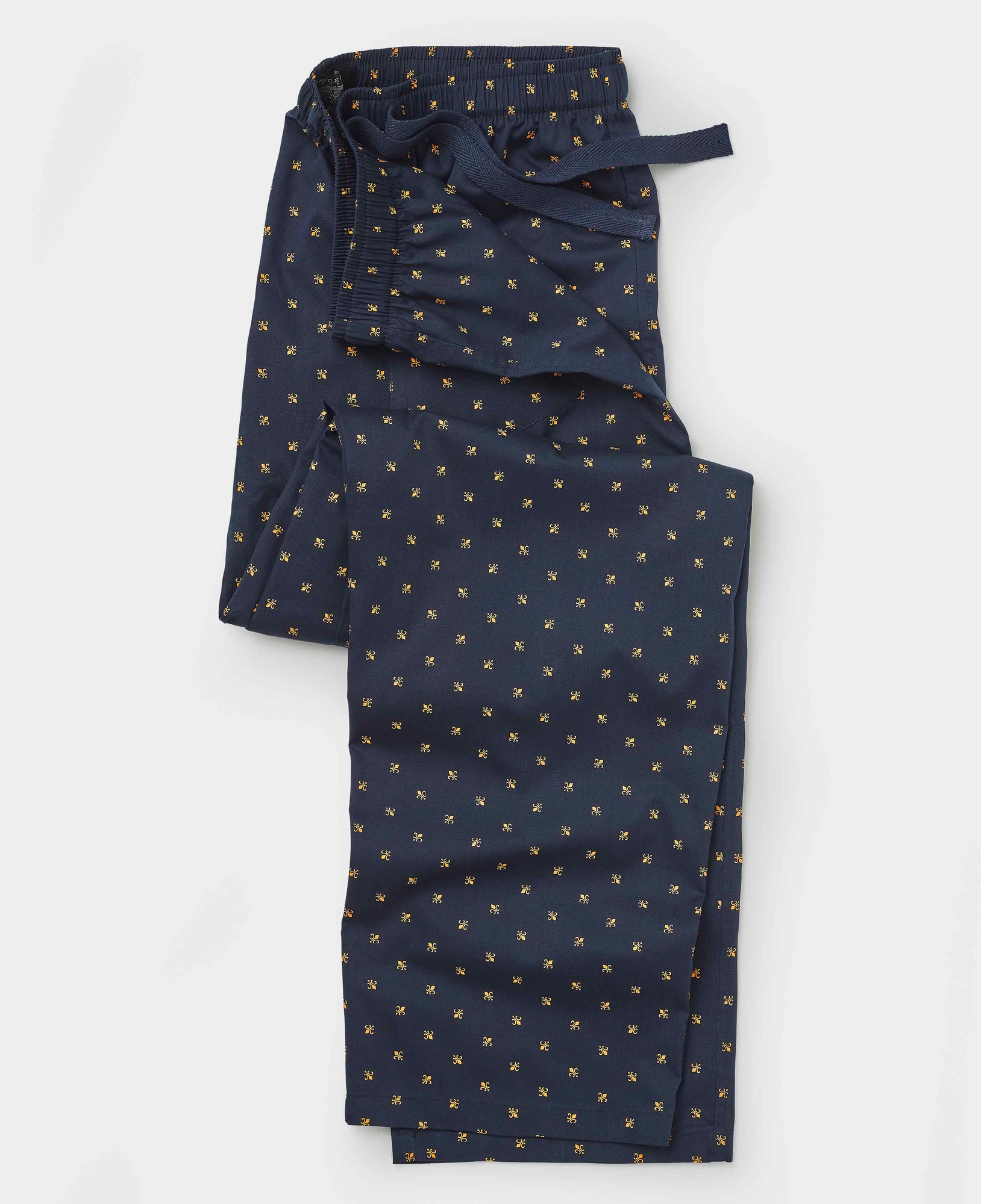 Men's Navy Cotton Fleur De Lys Lounge Pants - Size: Large - Savile Row Company - image 2
