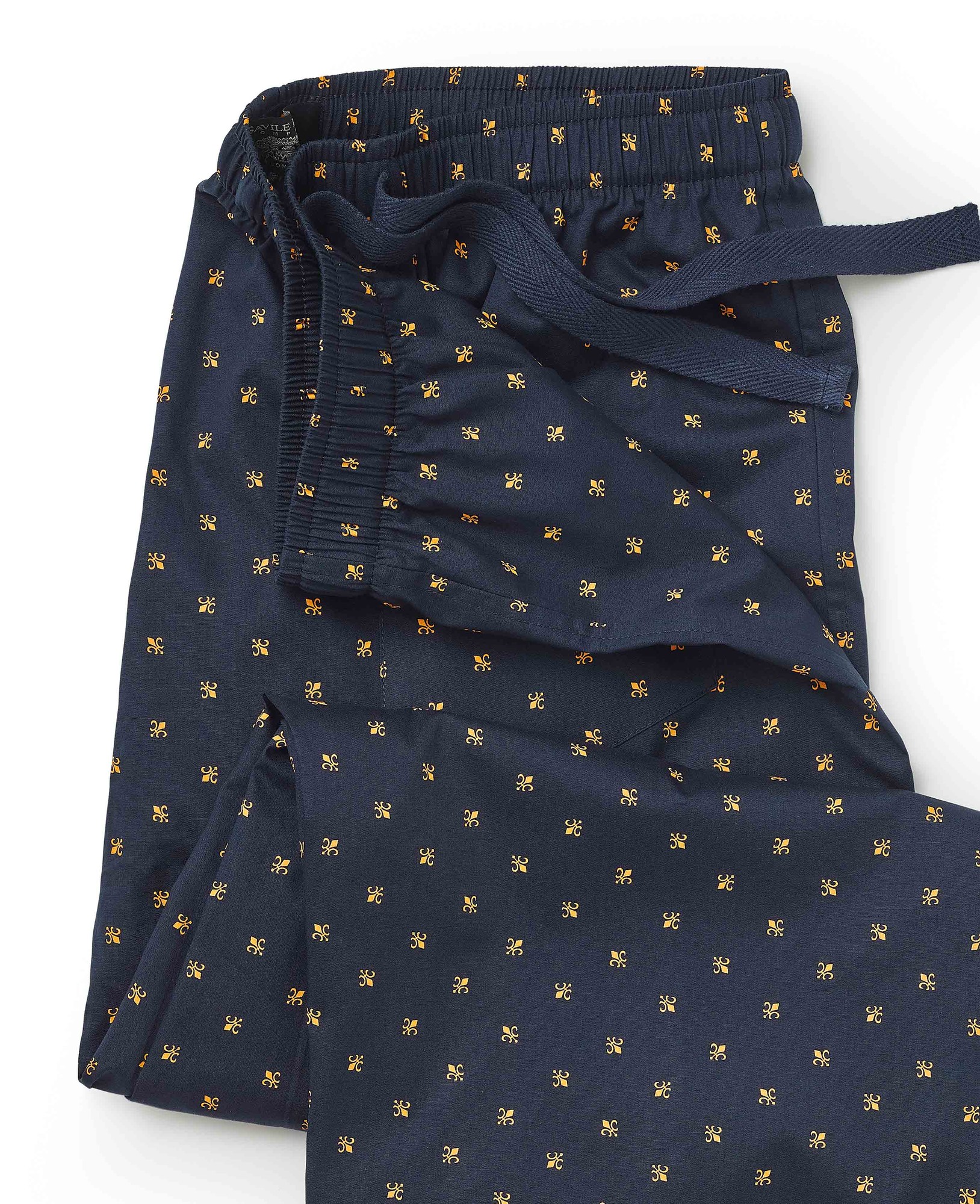 Men's Navy Cotton Fleur De Lys Lounge Pants - Size: Large - Savile Row Company - image 4