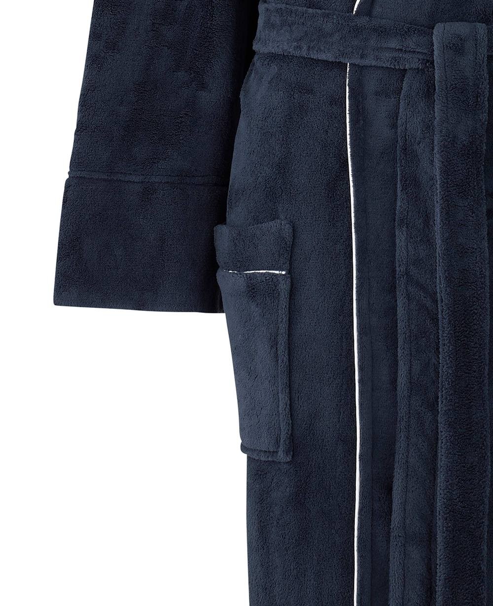 Men's Navy Fleece Dressing Gown With Piping - Size: Small - Savile Row Company - image 3