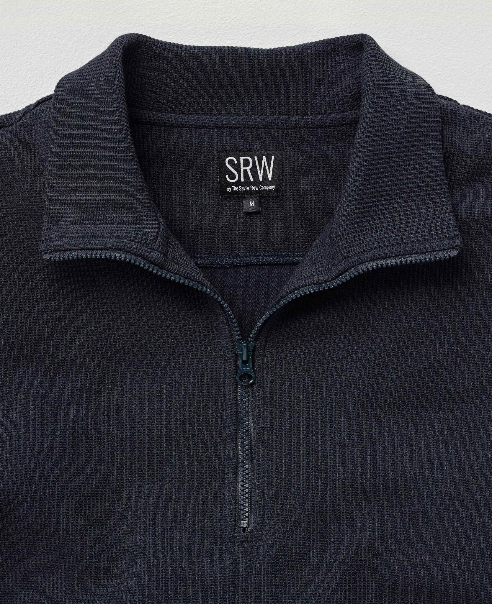 Men's Navy Half-Zip Waffle Sweatshirt [RTC] - Size: Medium - Savile Row Company - image 2