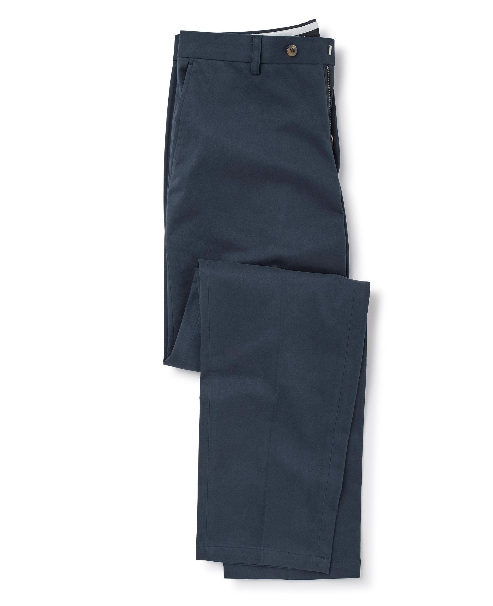 Men's Navy Stretch Cotton Classic Fit Flat Front Chinos - Size: 32" x 34" - Savile Row Company - image 4