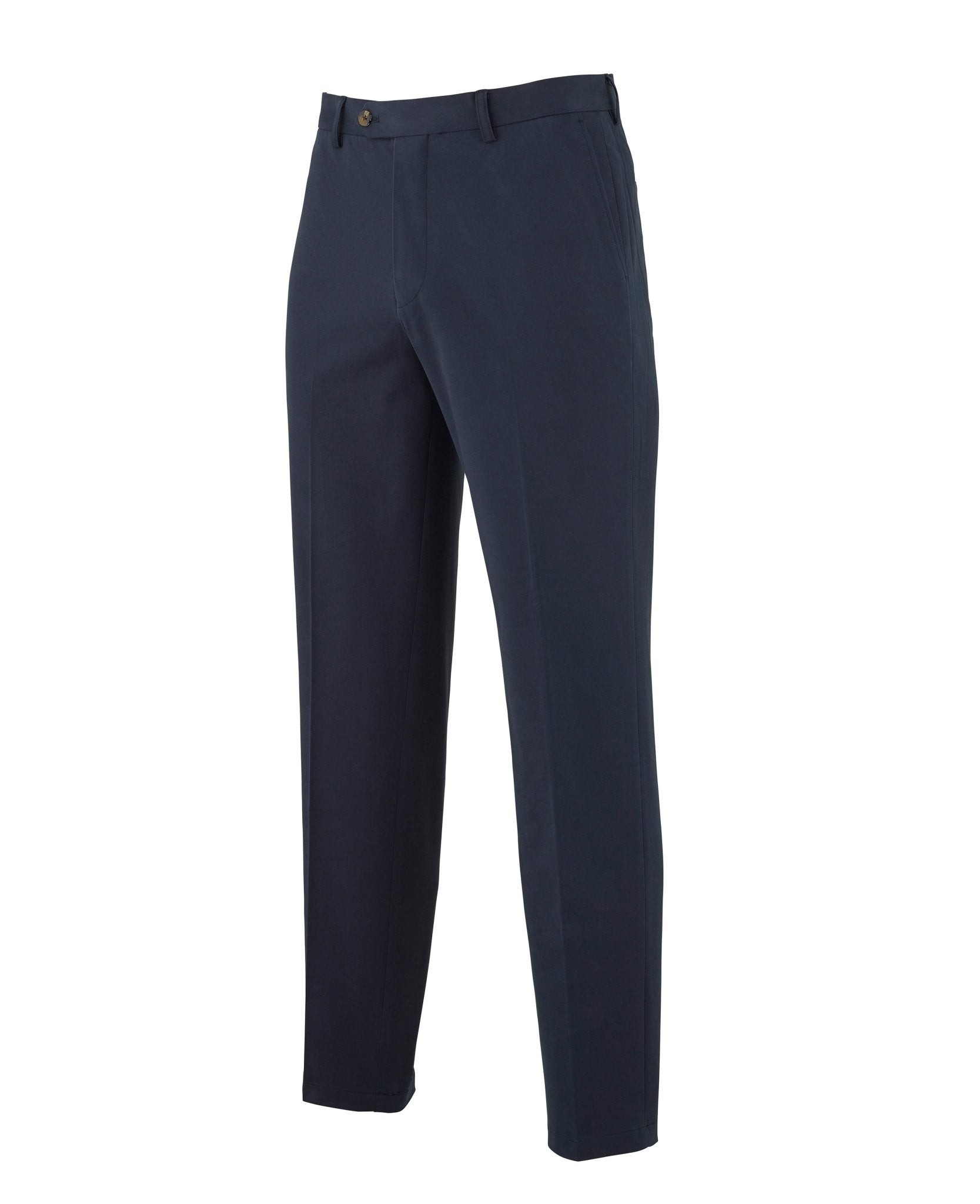 Men's Navy Stretch Cotton Classic Fit Flat Front Chinos - Size: 36" x 30" - Savile Row Company - image 3