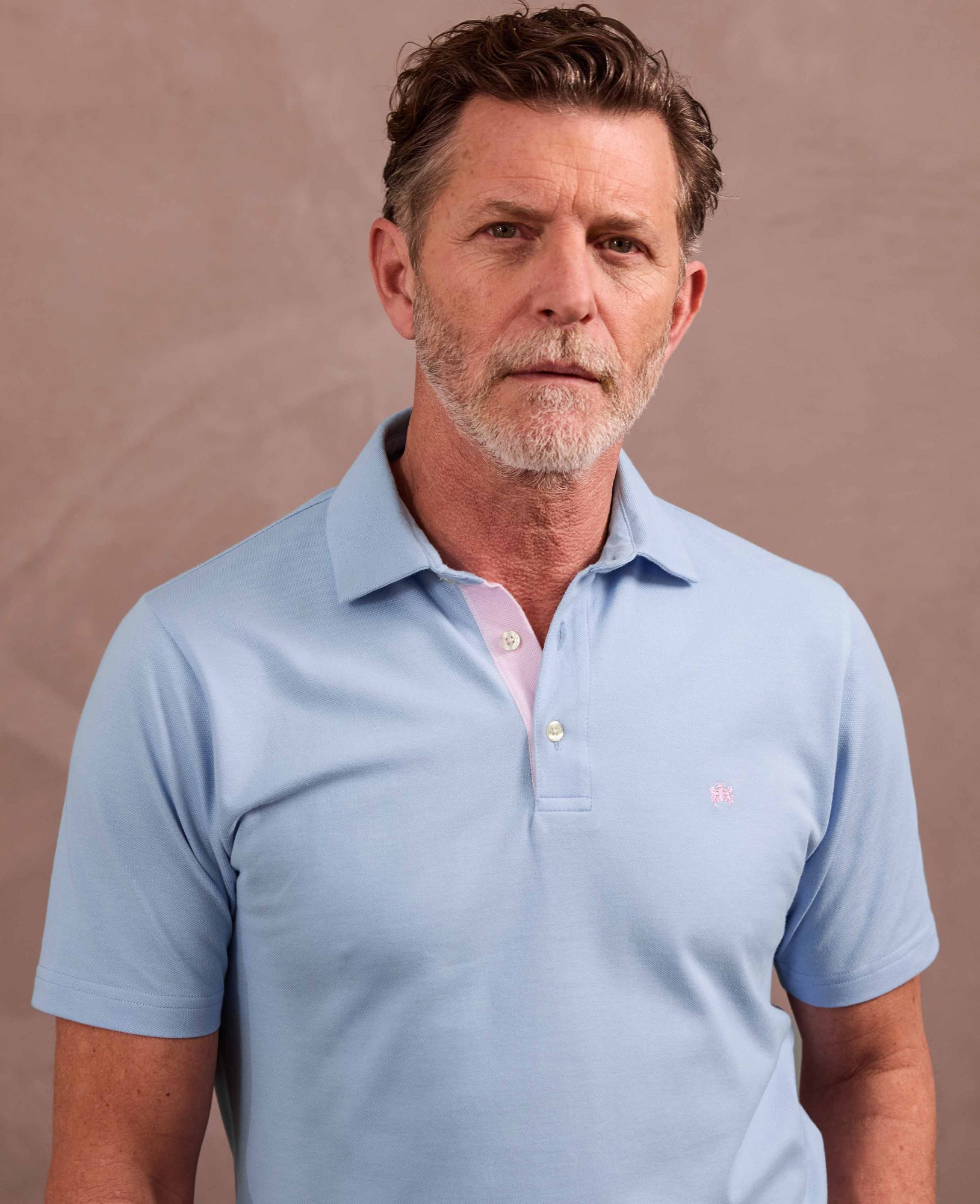 Men's Pale Blue Cotton Pique Short Sleeve Polo Shirt - Size: XL - Savile Row Company - image 3