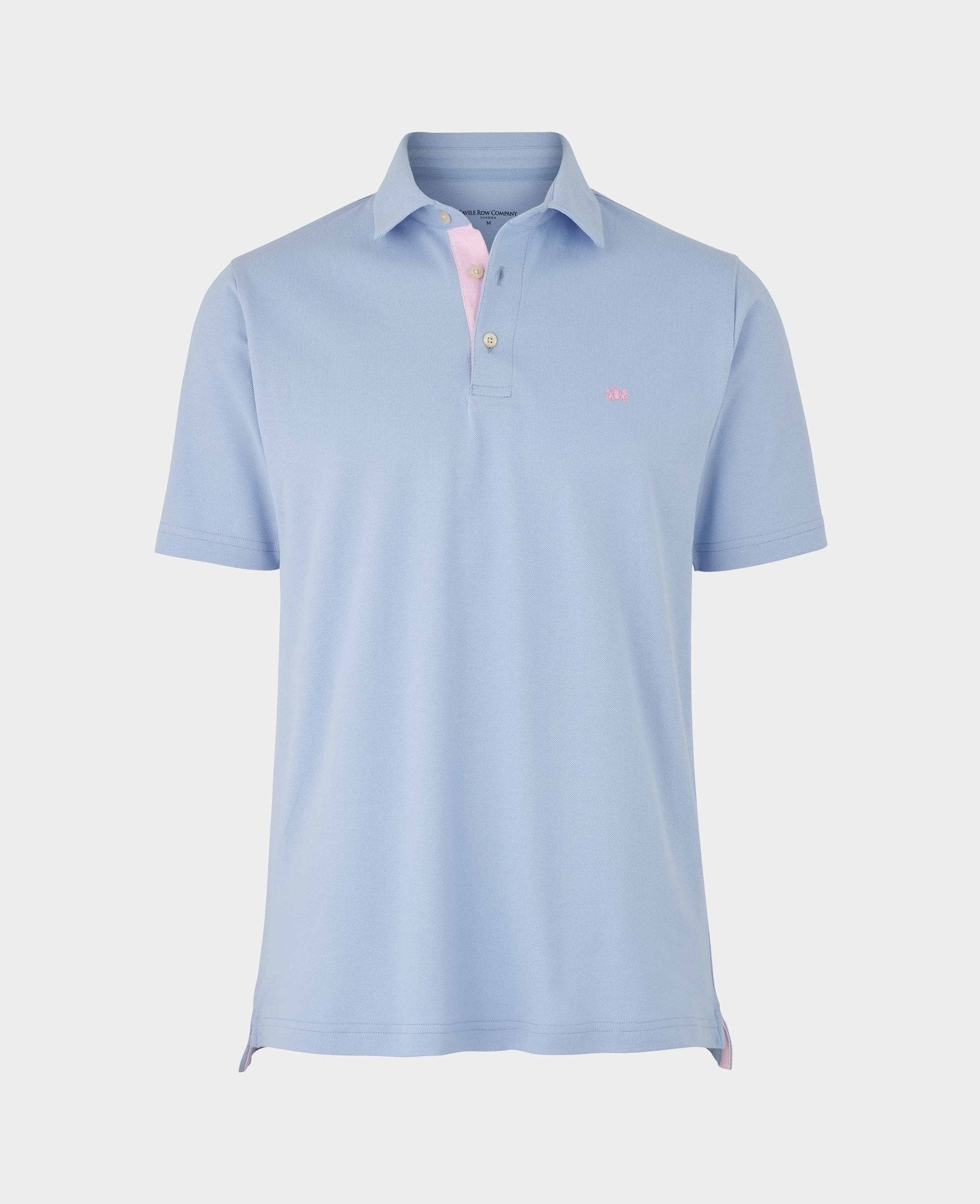 Men's Pale Blue Cotton Pique Short Sleeve Polo Shirt - Size: XL - Savile Row Company - image 4
