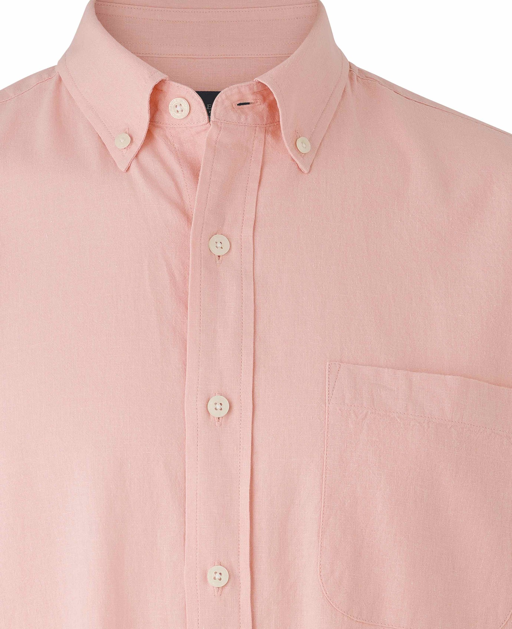 Men's Peach Linen Cotton Classic Fit Button-Down Casual Shirt - Size: Small x Standard - 33.5" - Savile Row Company - image 2