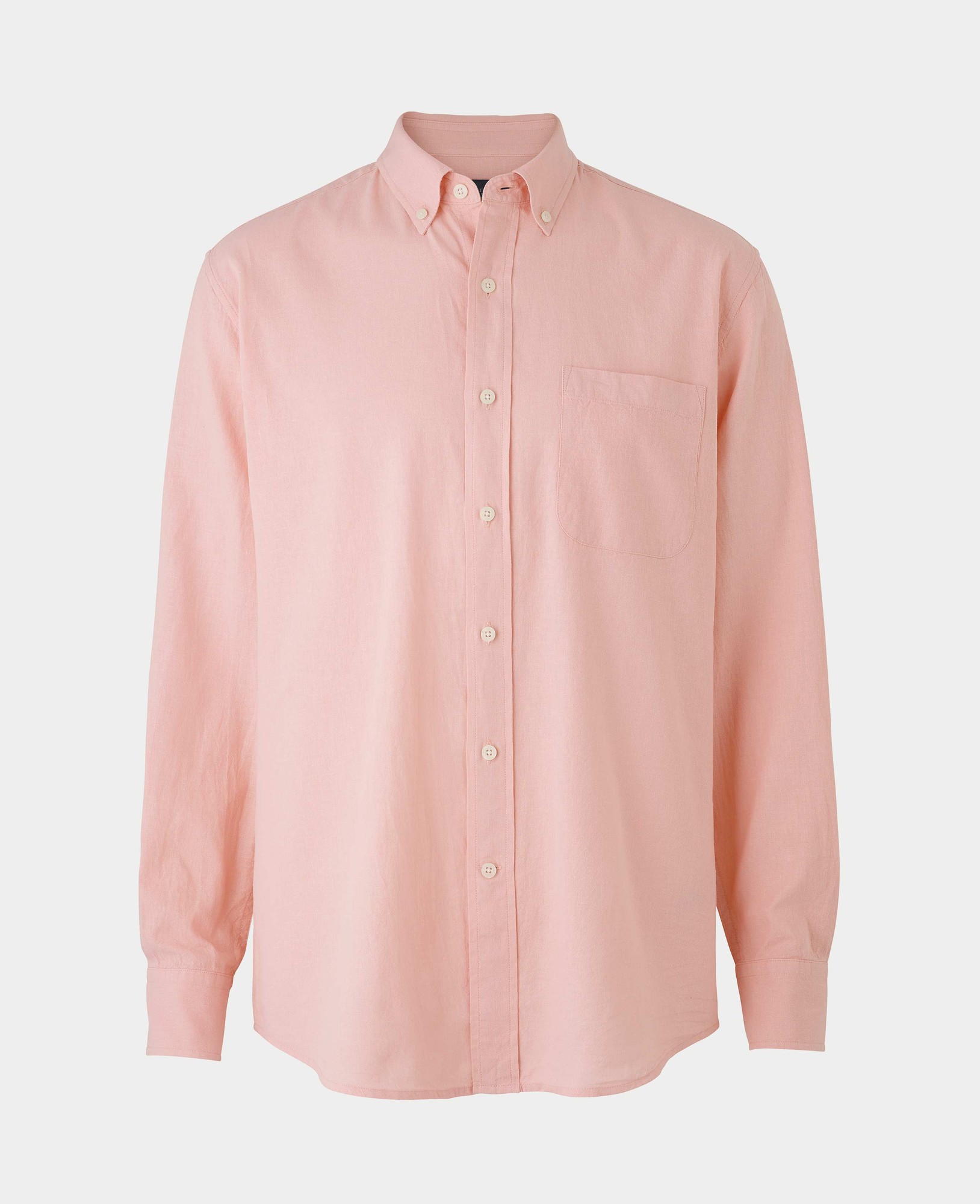 Men's Peach Linen Cotton Classic Fit Button-Down Casual Shirt - Size: Small x Standard - 33.5" - Savile Row Company - image 5