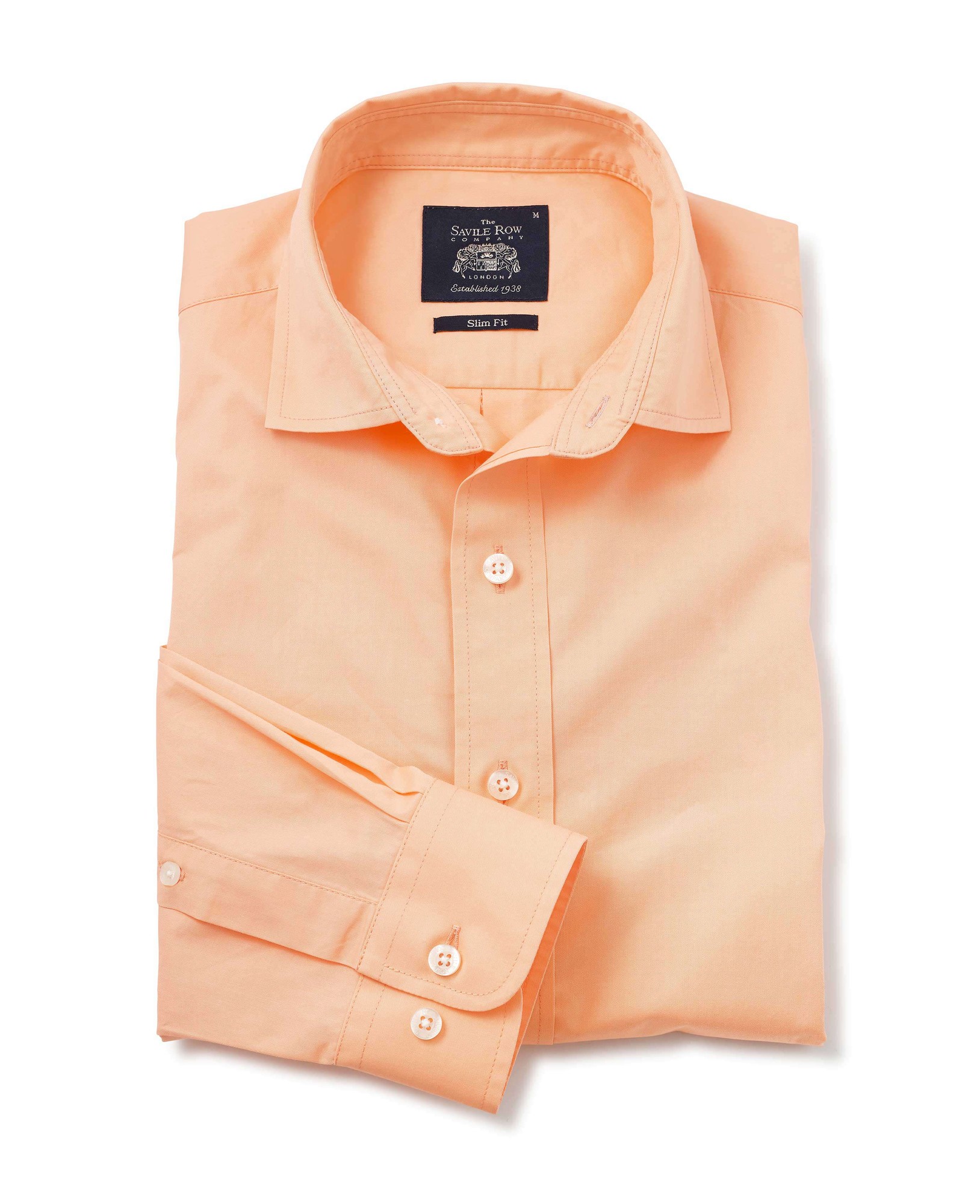 Men's Peach Twill Slim Fit Shirt in Shorter Length [RTC] - Size: Medium x Extra Long - 36.5" - Savile Row Company - image 2