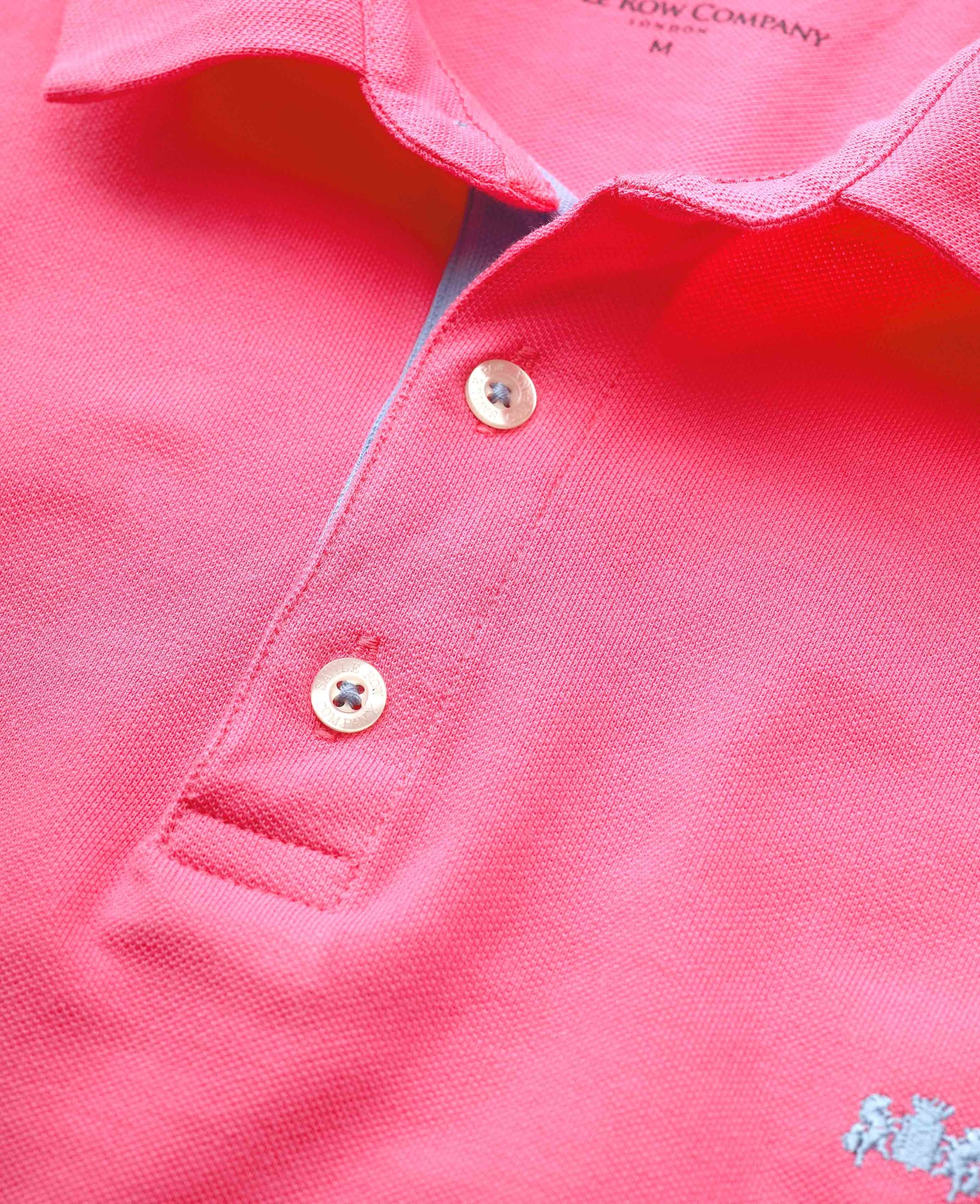 Men's Pink Cotton Pique Short Sleeve Polo Shirt - Size: XL - Savile Row Company - image 2