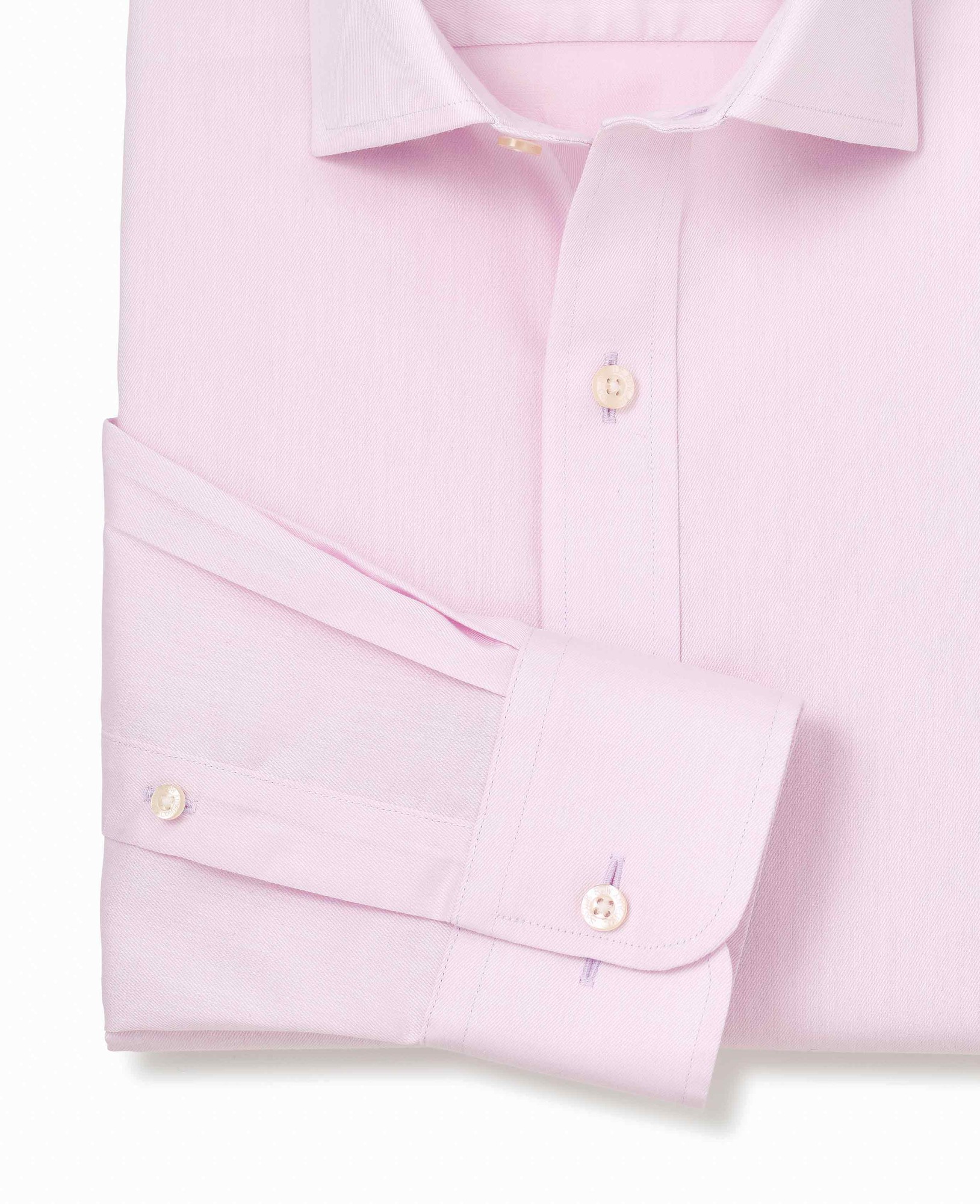 Men's Pink Cotton Twill Slim Fit Non-Iron Shirt - Single Cuff - Size: 18" x Standard - 37" - Savile Row Company - image 3