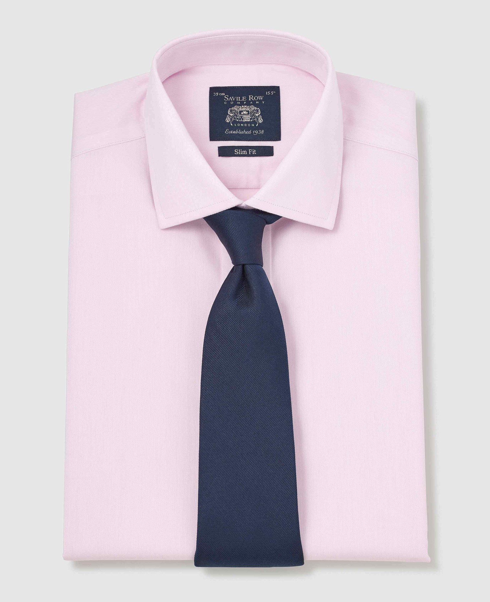Men's Pink Cotton Twill Slim Fit Non-Iron Shirt - Single Cuff - Size: 18" x Standard - 37" - Savile Row Company - image 4