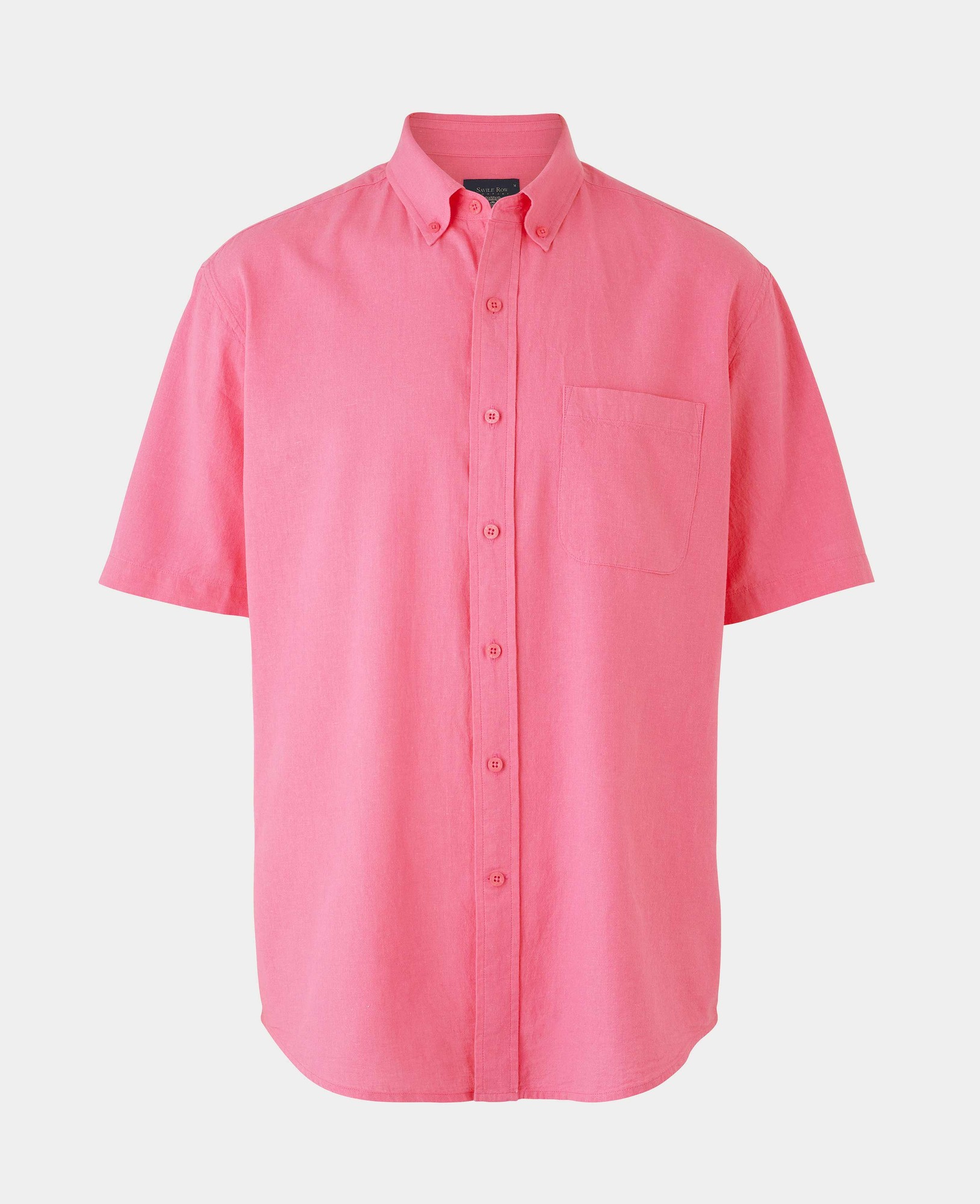 Men's Pink Linen Cotton Classic Fit Short Sleeve Button-Down Casual Shirt - Size: Small - Savile Row Company - image 4