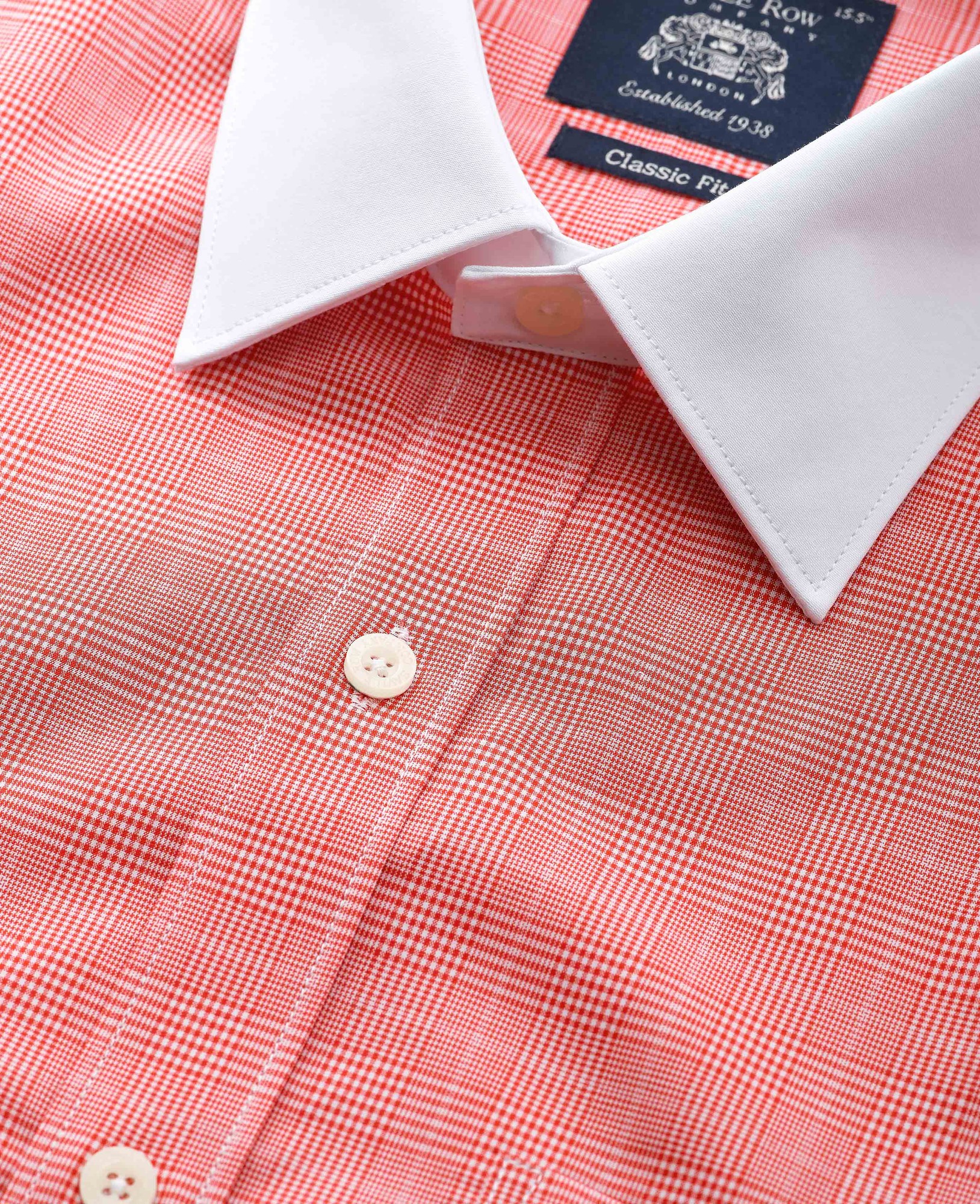 Men's Red Cotton Prince of Wales Check Classic Fit Winchester Formal Shirt - Double Cuff - Size: 17.5" x Extra Long - 38" - Savile Row Company - image 2